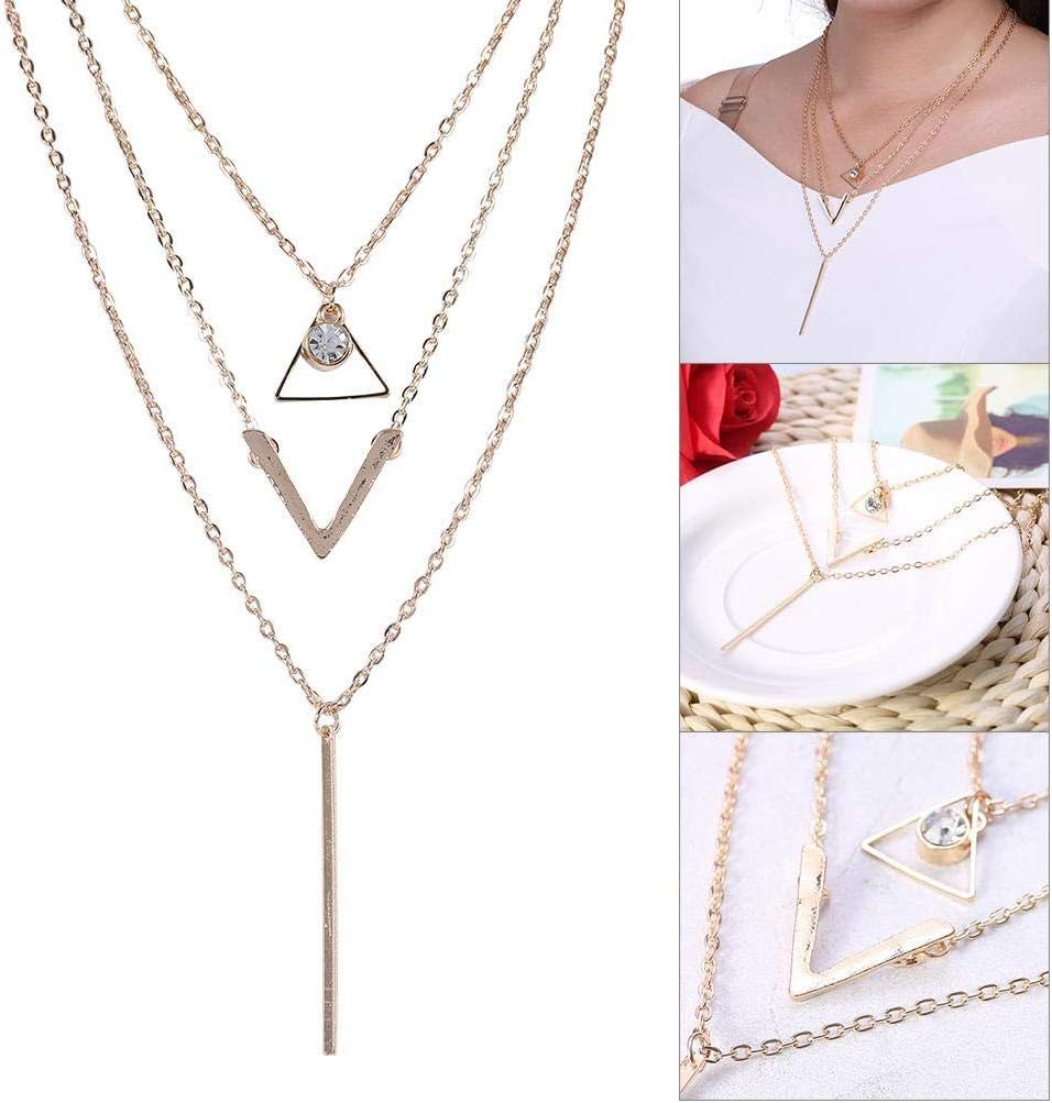 Yellow Chimes Women's/Girls St Elegant and Beautiful Sequins Multi Layered Geometric Long Chain Crystal Cubic Zirconia and Gold Plated Base Metal Choker Necklace (Golden)