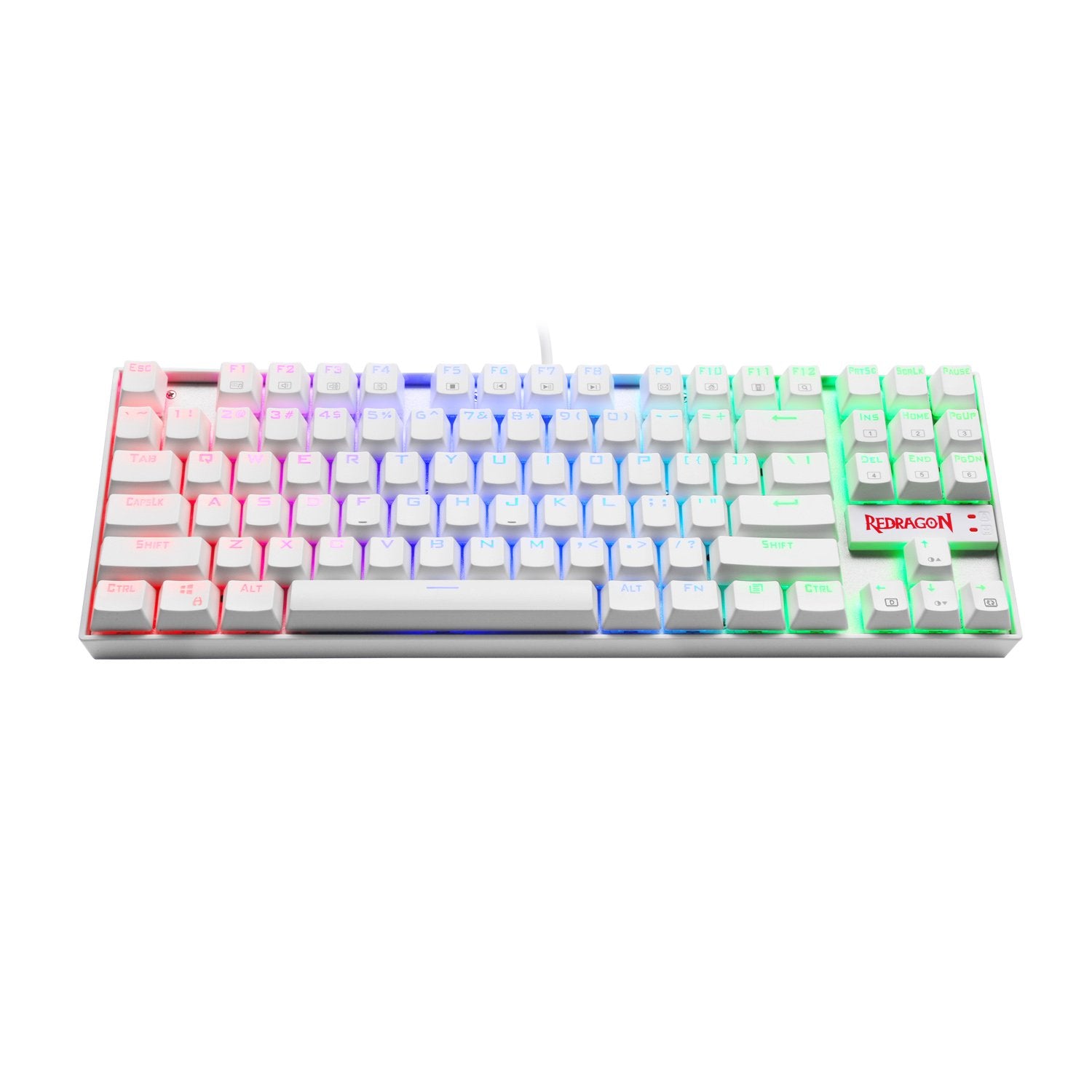 Redragon K552 Mechanical Gaming Keyboard 60 Percent Compact 87 Key Kumara Wired Anti-Dust Proof Red Switches for Windows PC Gamers (RGB Backlit White)