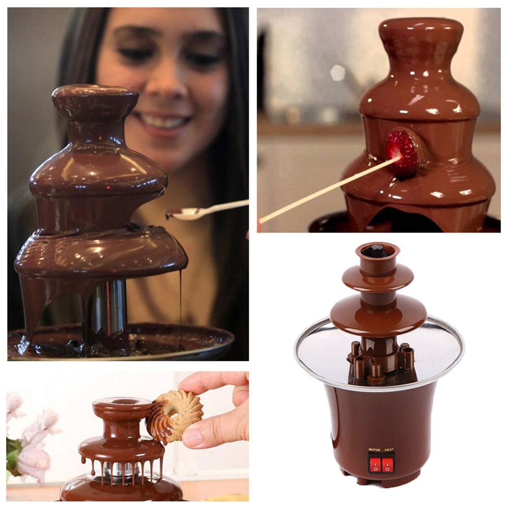 New Mini Chocolate Fountain Three Layers Creative Design Chocolate Melt With Heating Fondue Machine DIY Mini Waterfall Hotpot