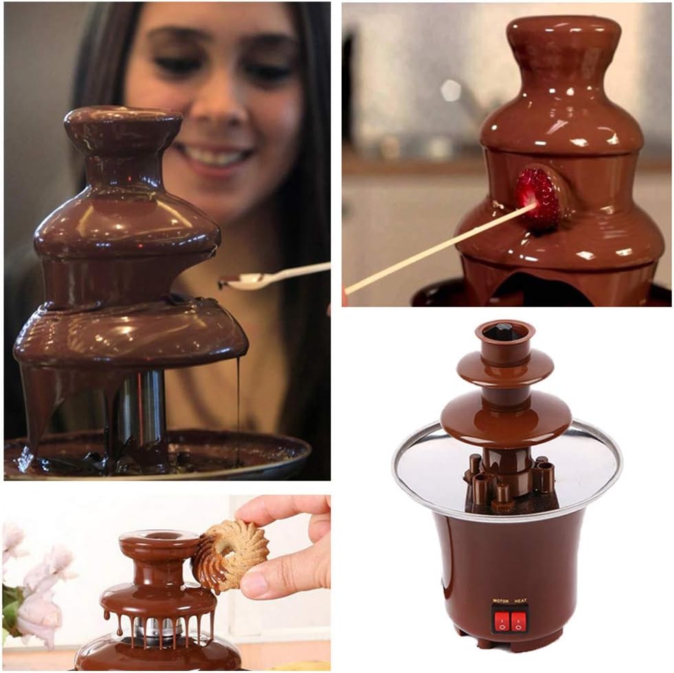 New Mini Chocolate Fountain Three Layers Creative Design Chocolate Melt With Heating Fondue Machine DIY Mini Waterfall Hotpot