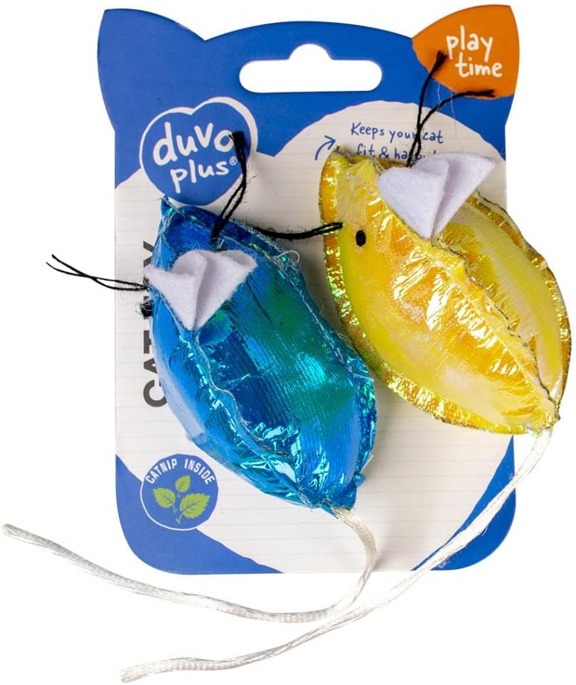 Duvo+ Blinky Mice Blue/Yellow 2pcs - 16.5x5x4cm