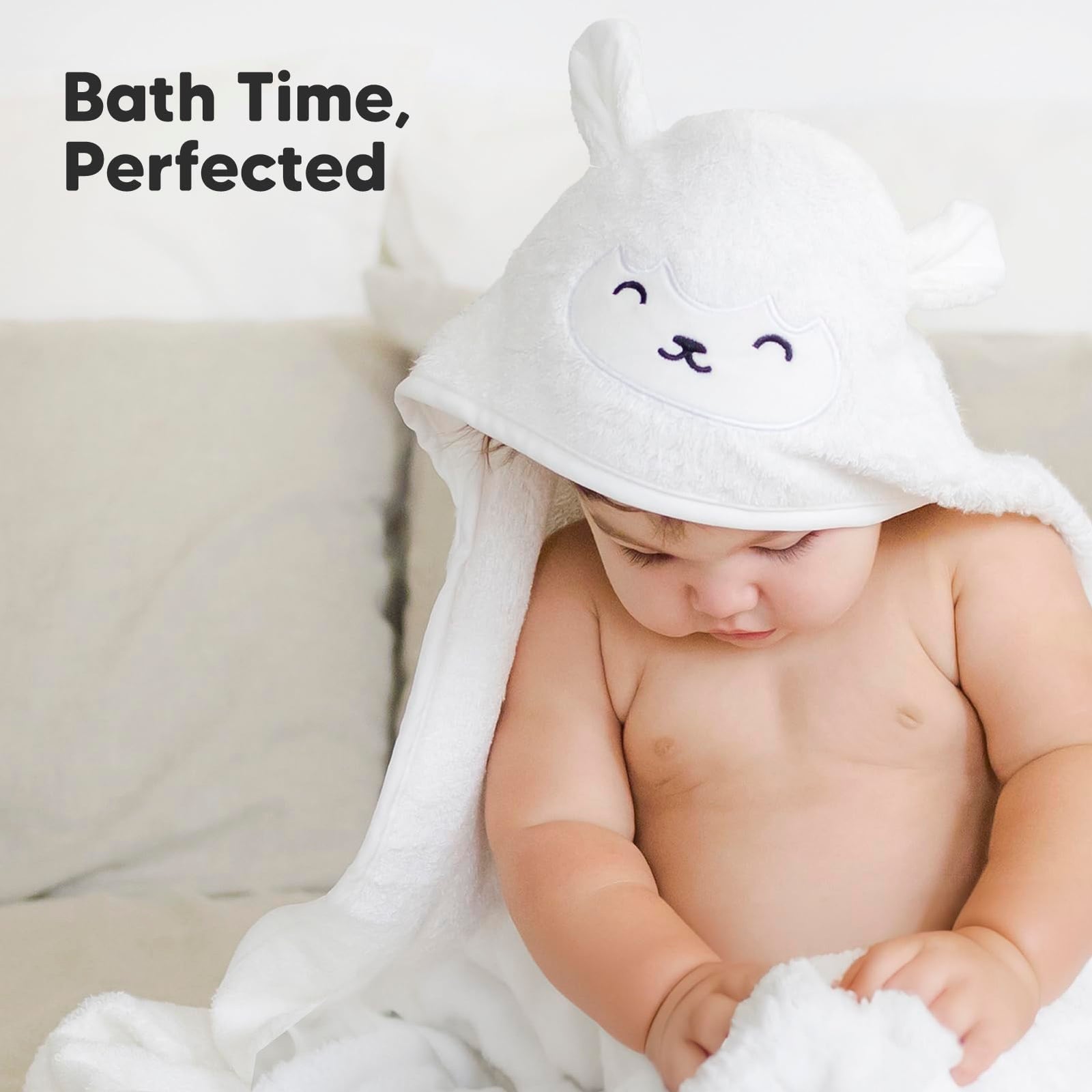 KeaBabies Baby Hooded Towel - Viscose Derived from Bamboo Baby Towel, Toddler Bath Towel, Infant Towels, Large Hooded Towel, Organic Baby Towels with Hood for Girls, Babies, Newborn Boys(Lamb)