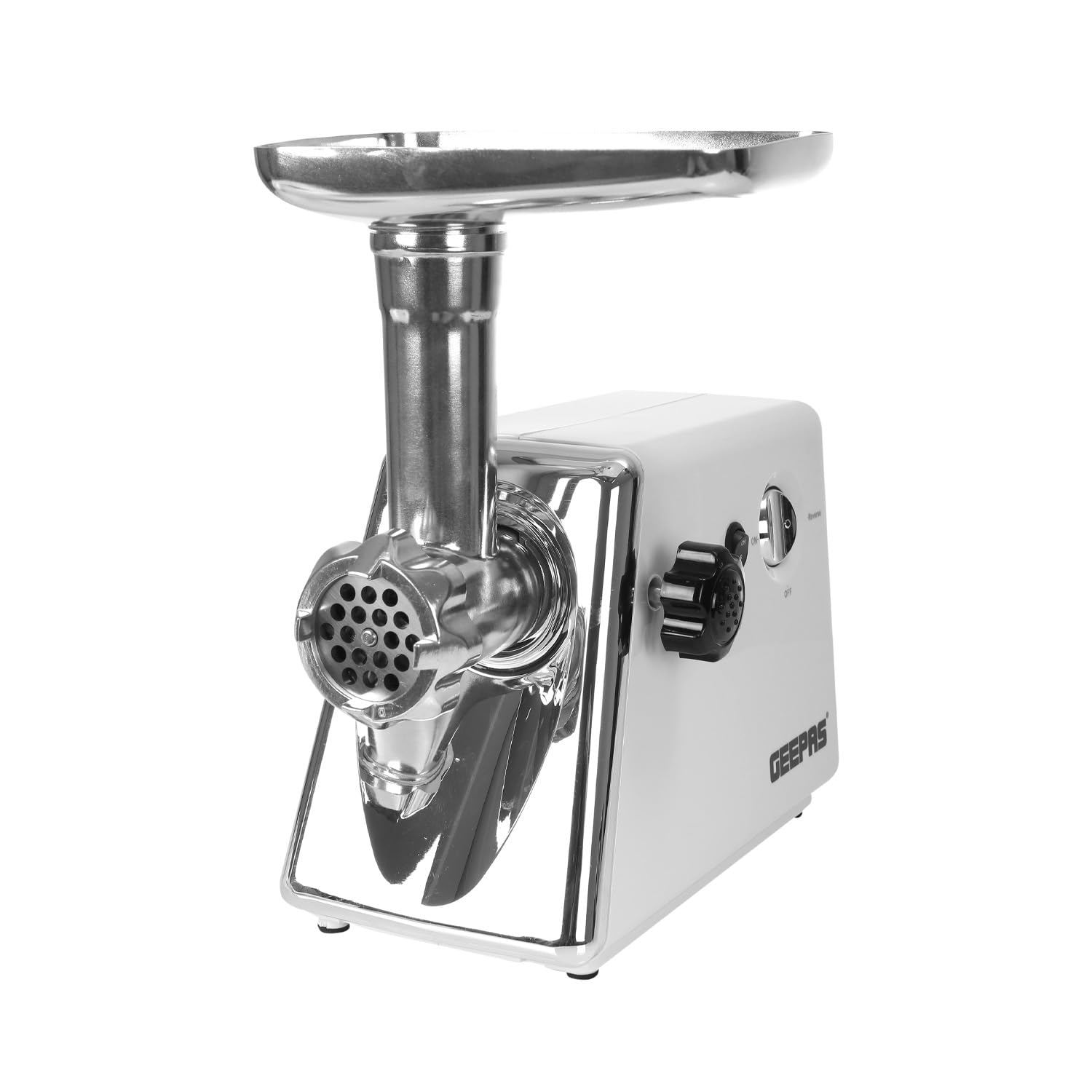 Geepas Stainless Steel Cutting Blade Meat Grinder |Meat Grinder, Electric Aluminium Gearbox, 2000W, | Metal Cutting Plates, Accessories, Metal Gears, Stainless Steel Blade