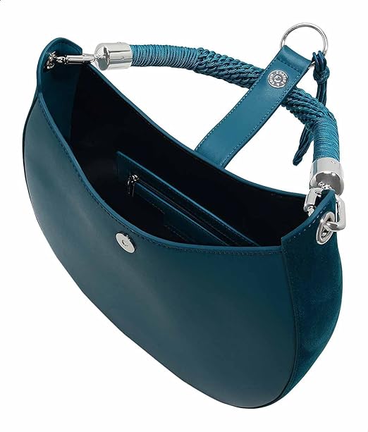 CHARLES & KEITH Faux Leather Knot-Pendant Front-Strap Hobo Bag for Women - Petrol Blue