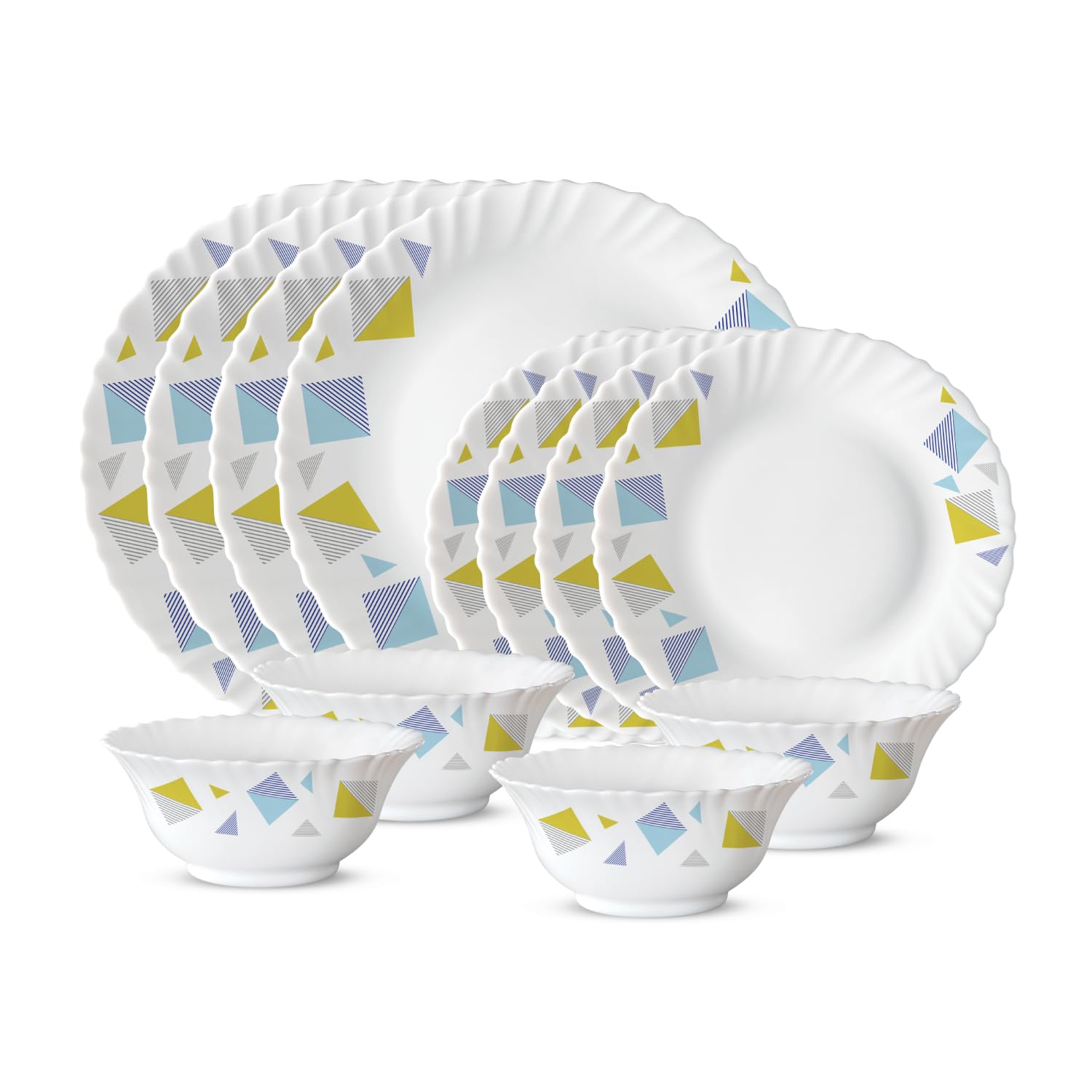 BOROSIL LARAH PLANO OPAL DINNER SET, TIRANA, 12DSPL01-TI, 12 PC SET (4 x Dinner Plate; 4 x Side Plate; 4 x Bowl)