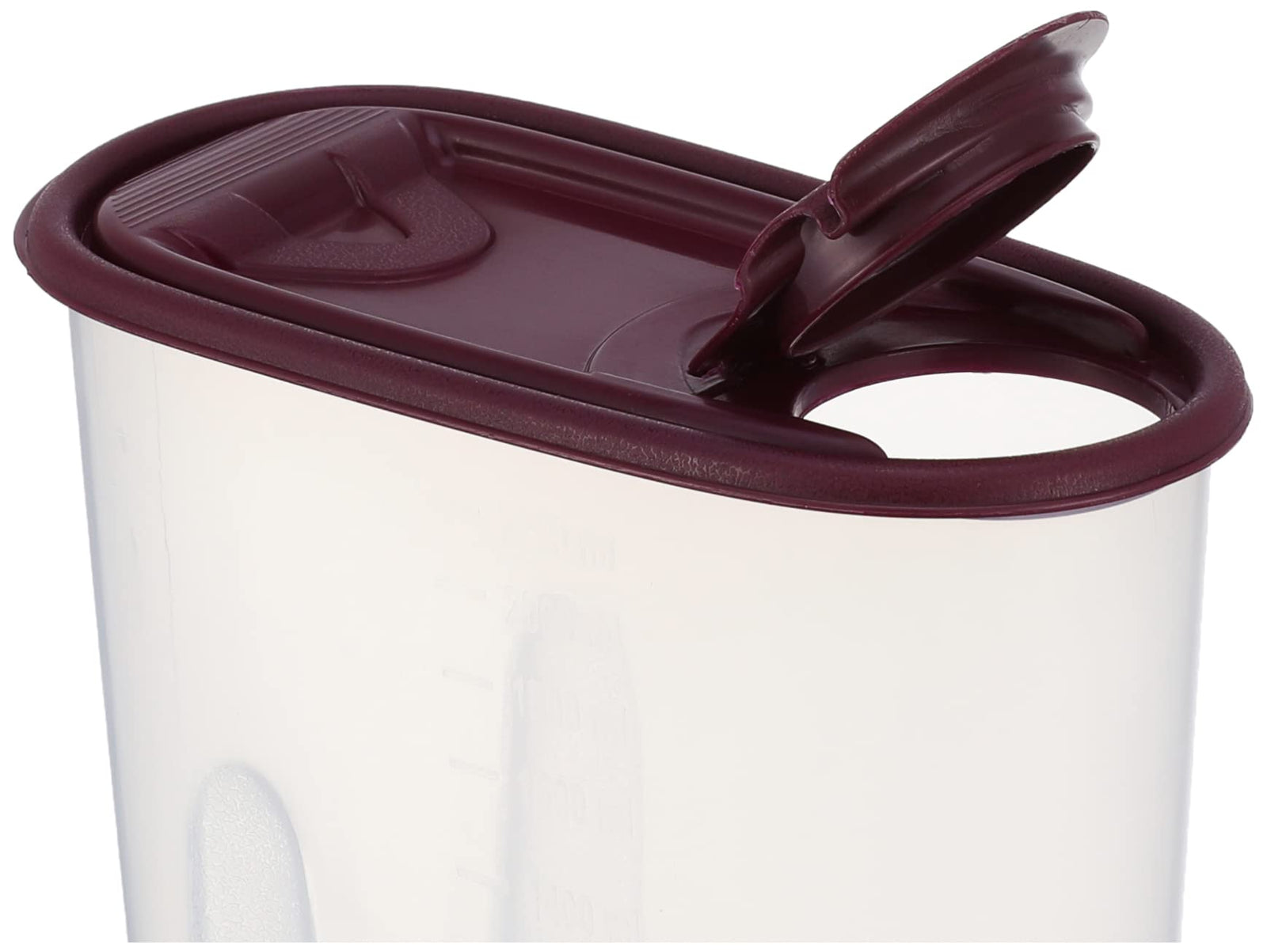 Baker 6222030721234 Transparent oval plastic dry food storage container with colorful lid (2.2 litres) - burgundy