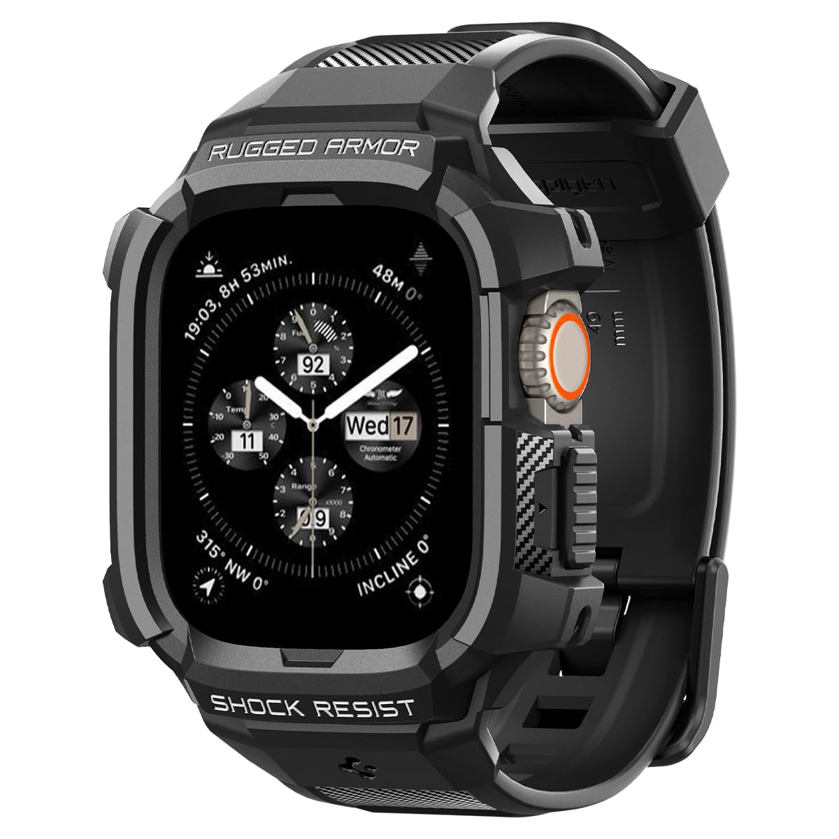 Spigen Rugged Armor Pro designed for Apple Watch Ultra 2 / Apple Watch Ultra 49mm Case with Band