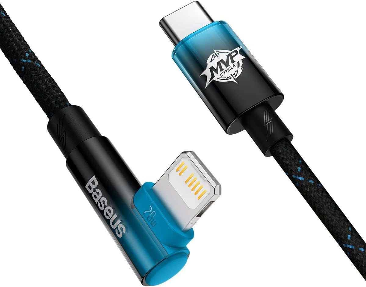 Baseus MVP 2 Elbow-shaped Fast Charging Data Cable Type-C to iP 20W 2m Black+Blue