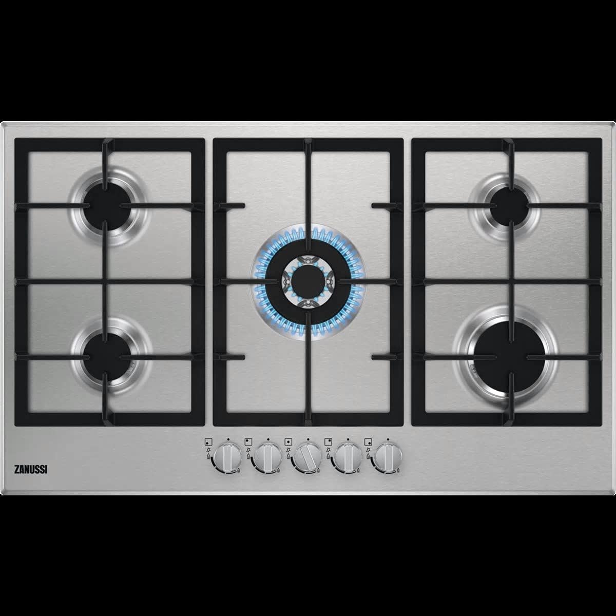 Zanussi 90 cm Built In Hob, 5 Gas Burners, Multi Function, Automatic Ignition, Zgh96524XS - 1 Year Warranty