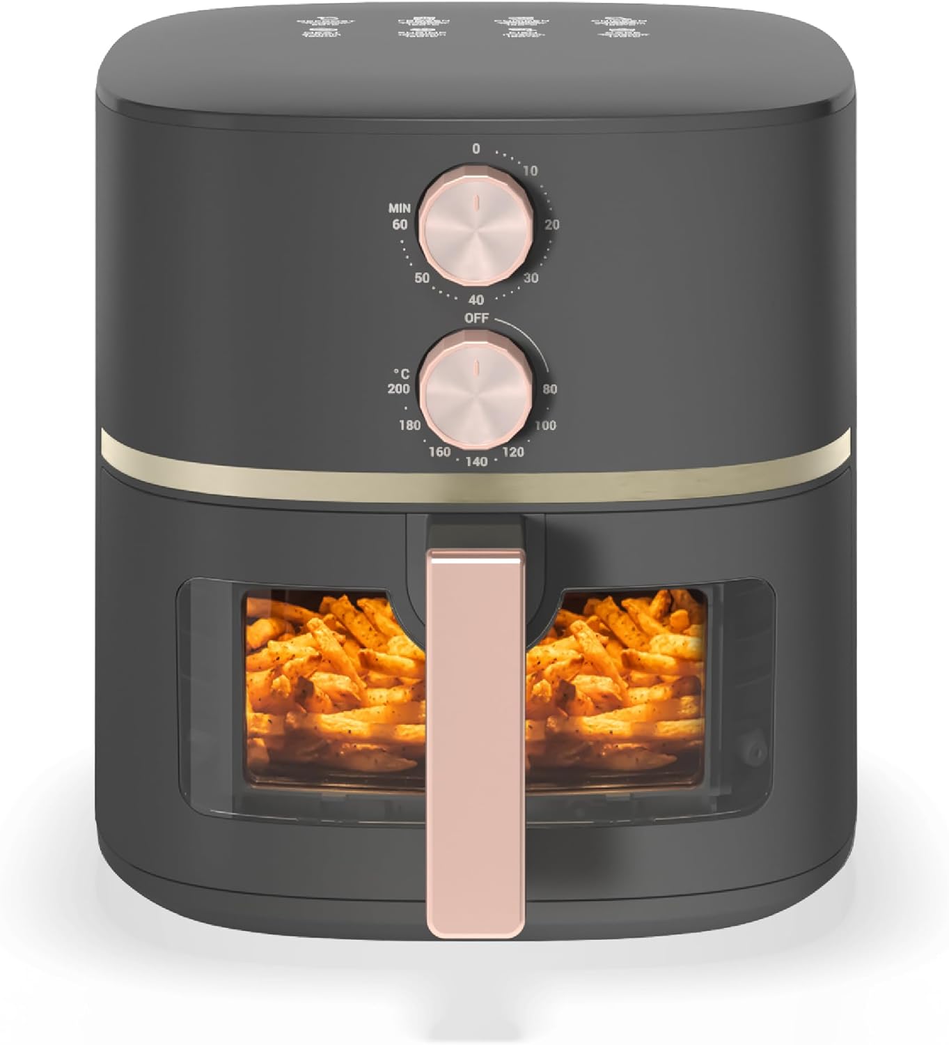 Nutricook Essential Air Fryer Classic Vision, 5.2L Capacity with Clear Window and Internal Light, ProCyclone Technology, 2 Control Knobs,1500 Watts