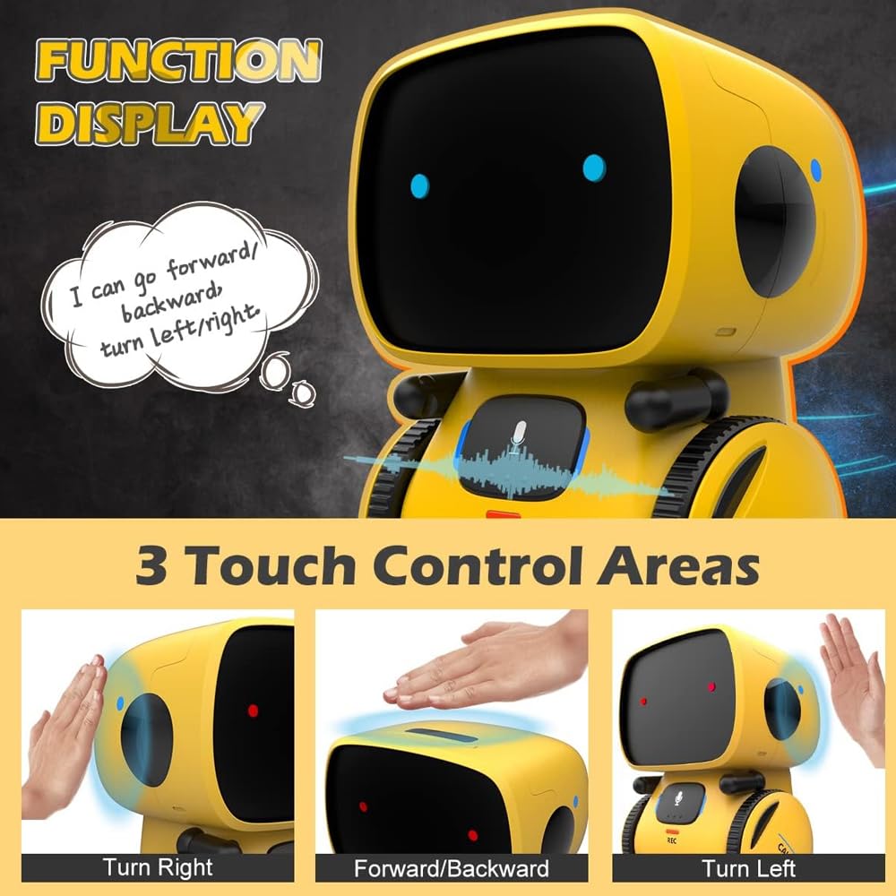 AMERTEER Kids Robot Toy, Smart Talking Robots Intelligent Partner and Teacher with Voice Control and Touch Sensor, Singing, Dancing, Repeating, Gift for Boys and Girls of Age 3 and Up