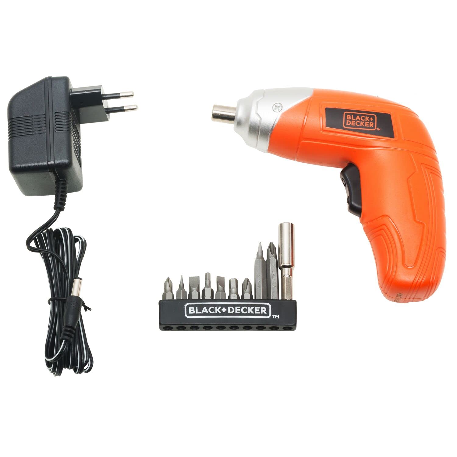 Black & Decker 3.6V Li-Ion Cordless Power Screwdriver Kit with 10 Pieces Bitset , Orange/Black - KC3610-B5,