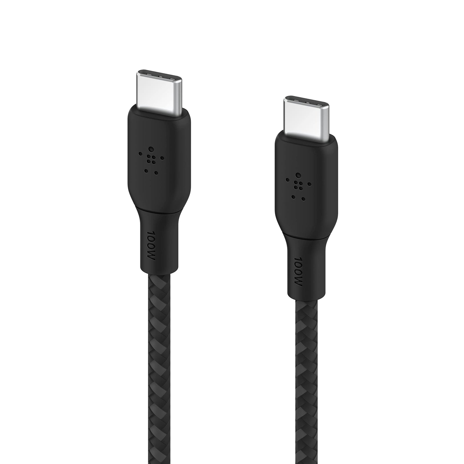 Belkin USB Type C to C Cable, 100W Power Delivery USB-IF Certified 2.0 USB C Charger Cable with Double Braided Nylon Exterior for iPhone 15, iPad, MacBook, Samsung Galaxy, Pixel and More -2 m, black