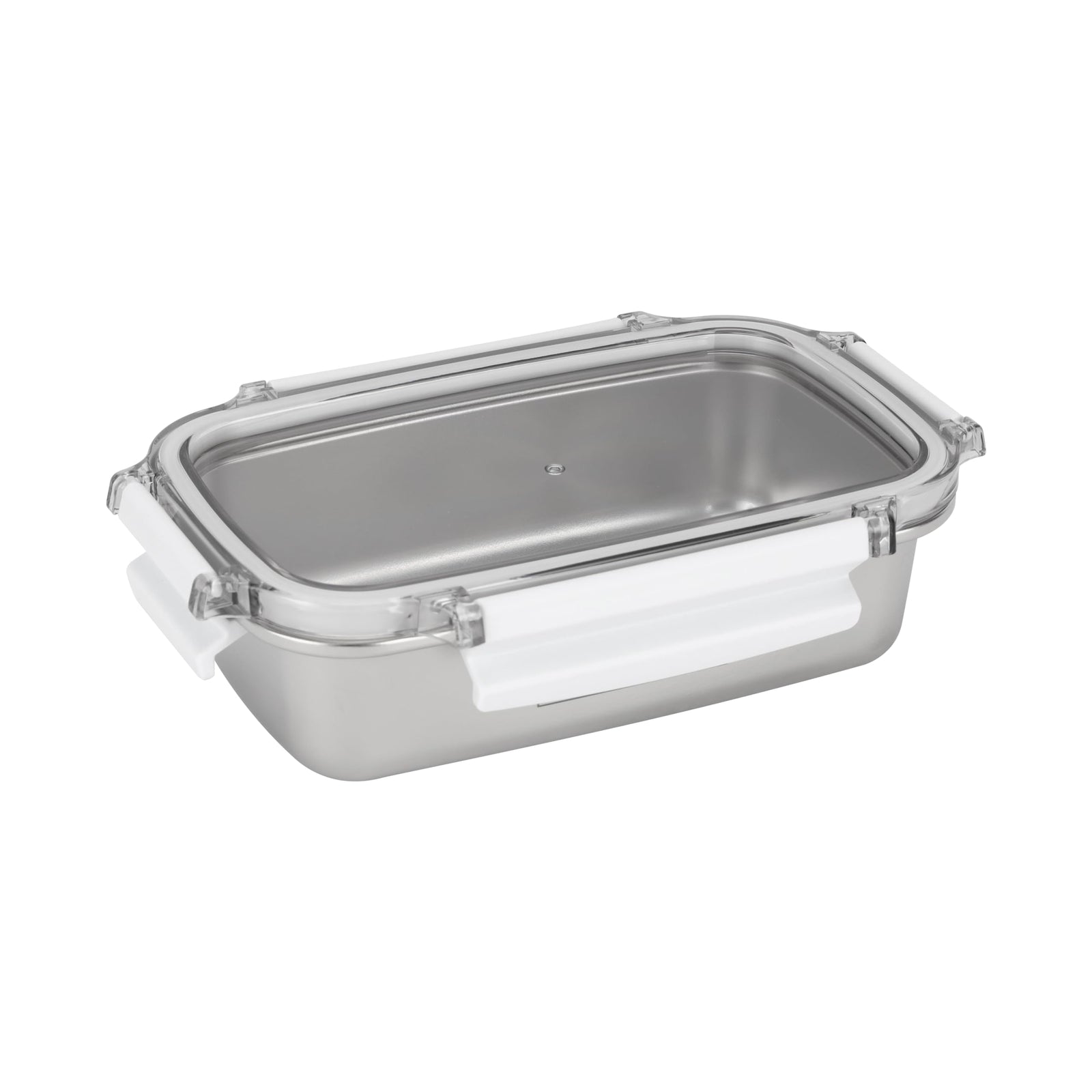Royalford 600ml Stainless Steel Lunch Box RF12171 Rectangle Tiffin with Polymer Lid 4 Side Locks Food-Grade, BPA-Free, Airtight and Leakproof Containers for Kids and Adults