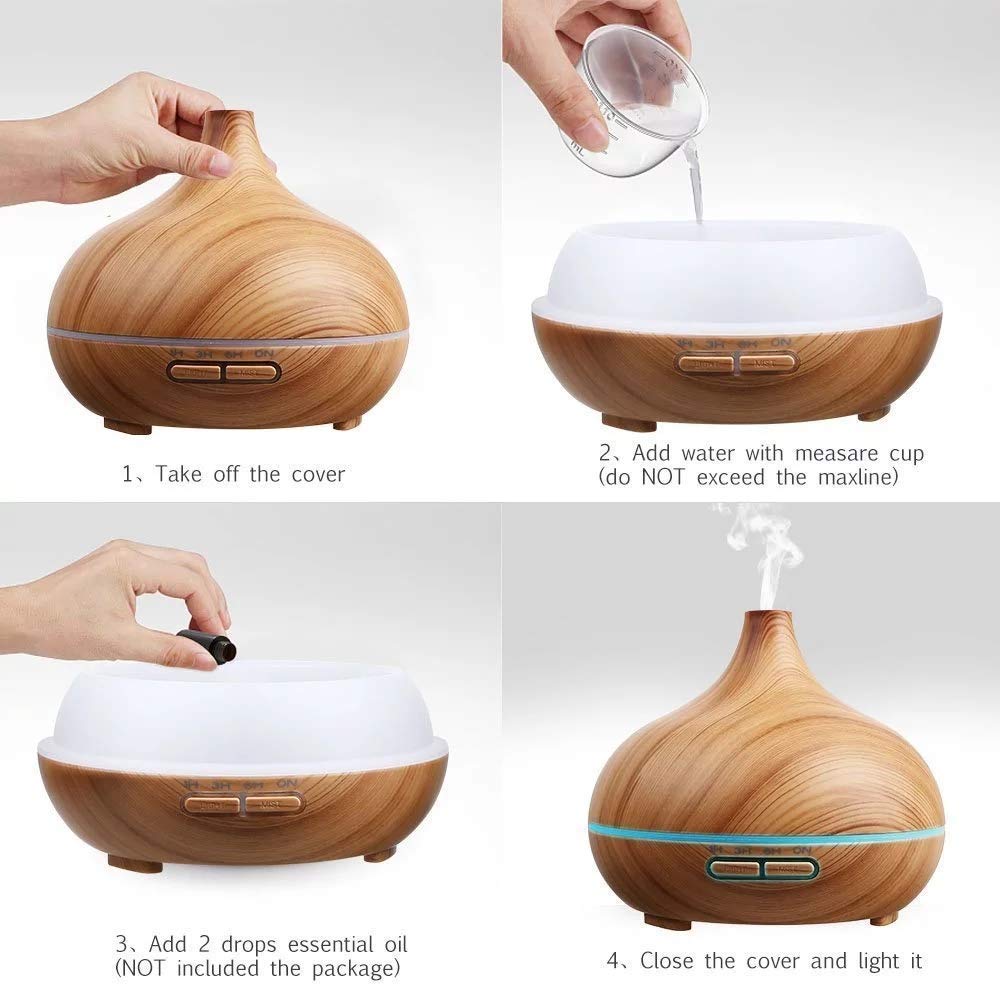 SKY TOUCH Essential Oil Diffuser - 550ml with 4 Timer Settings and Auto Shut-Off