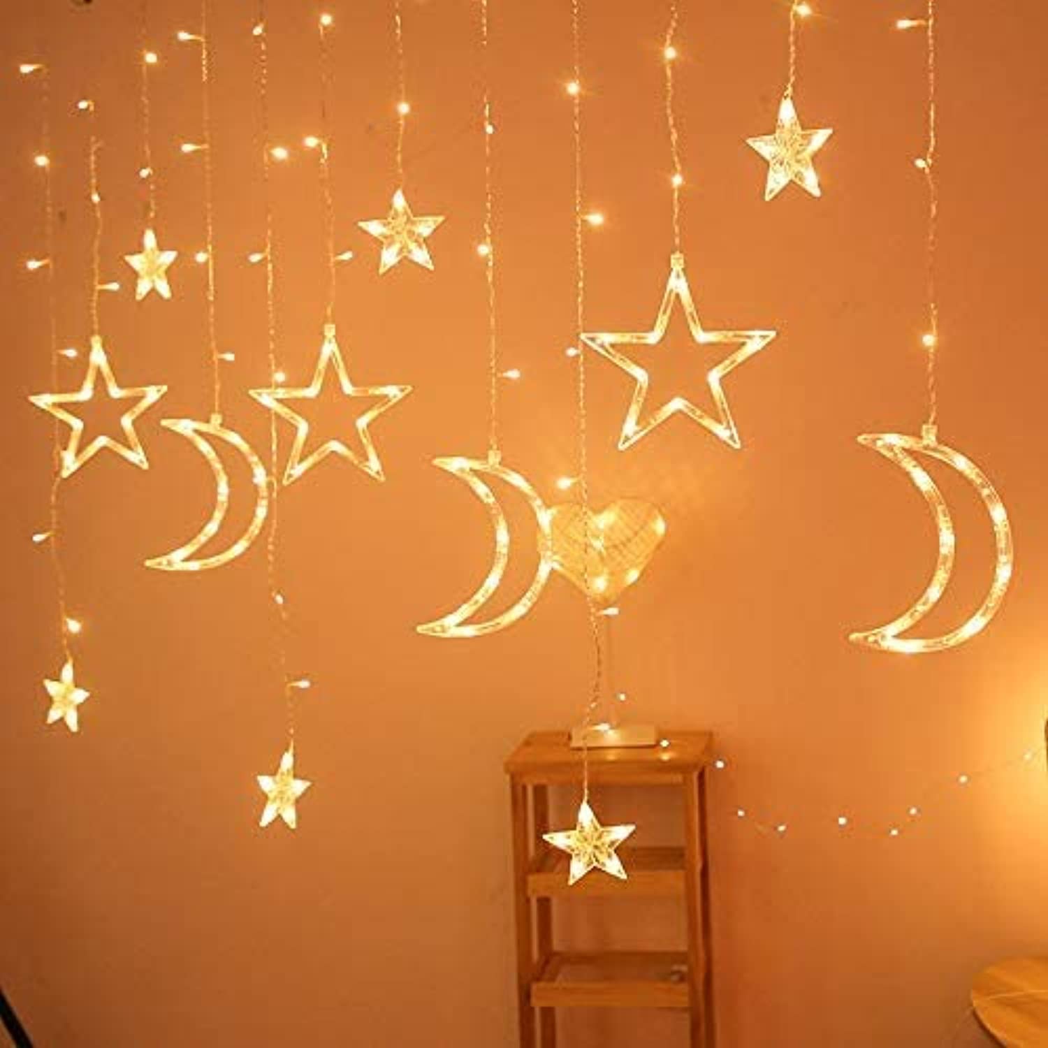 Showay Ramadan Decoration Lights, Moon And Stars And Serial Lights, 3.5M Ramadan Lights, Yellow, Lc-138Lght-1