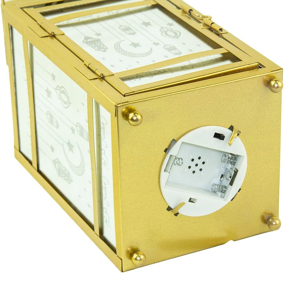 Arabic Lantern, Led Fanoos Light For Ramadan Home Décor Table & Hanging Lantern, Vintage Decorative Tabletop indoor & Outdoor Size 40x10cm, Color Golden