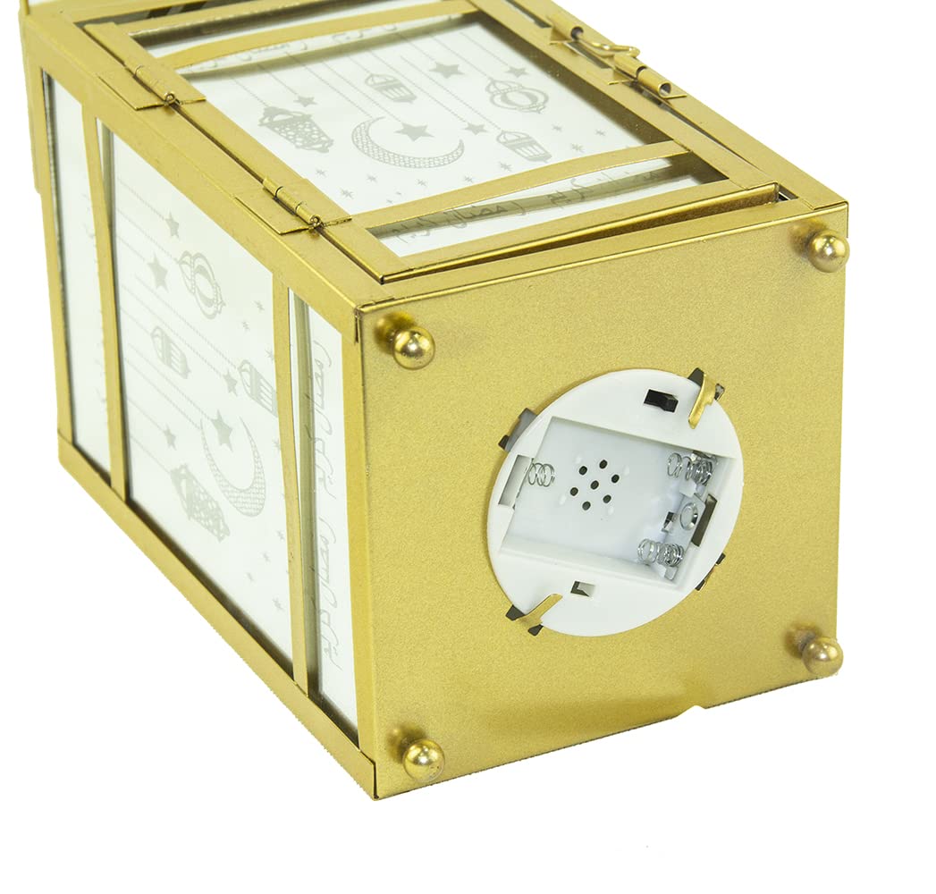 Arabic Lantern, Led Fanoos Light For Ramadan Home Décor Table & Hanging Lantern, Vintage Decorative Tabletop indoor & Outdoor Size 40x10cm, Color Golden