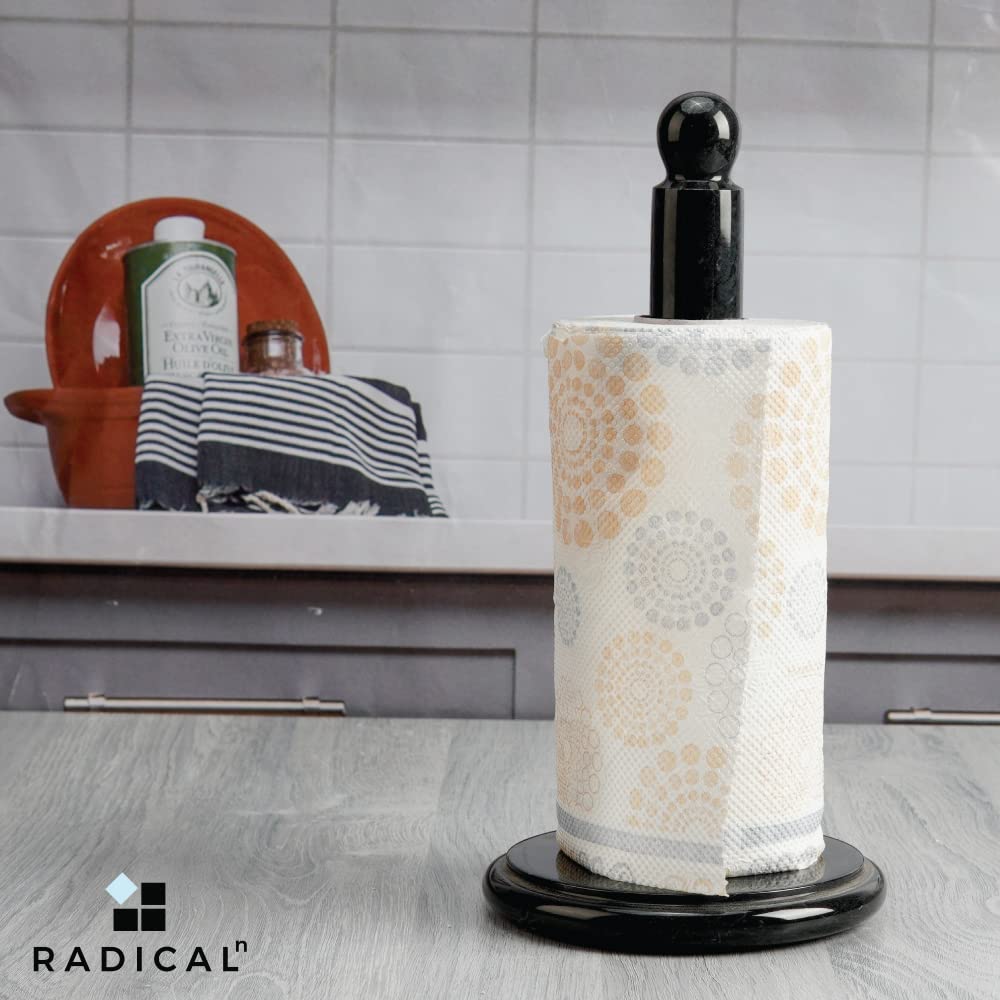 RADICALn Paper Towel Holder Black Handmade Marble Kitchen Towels Rack Paper Roll Holder Stand - Wrapping Paper Holder Towel - Hand Towel Rack Holder