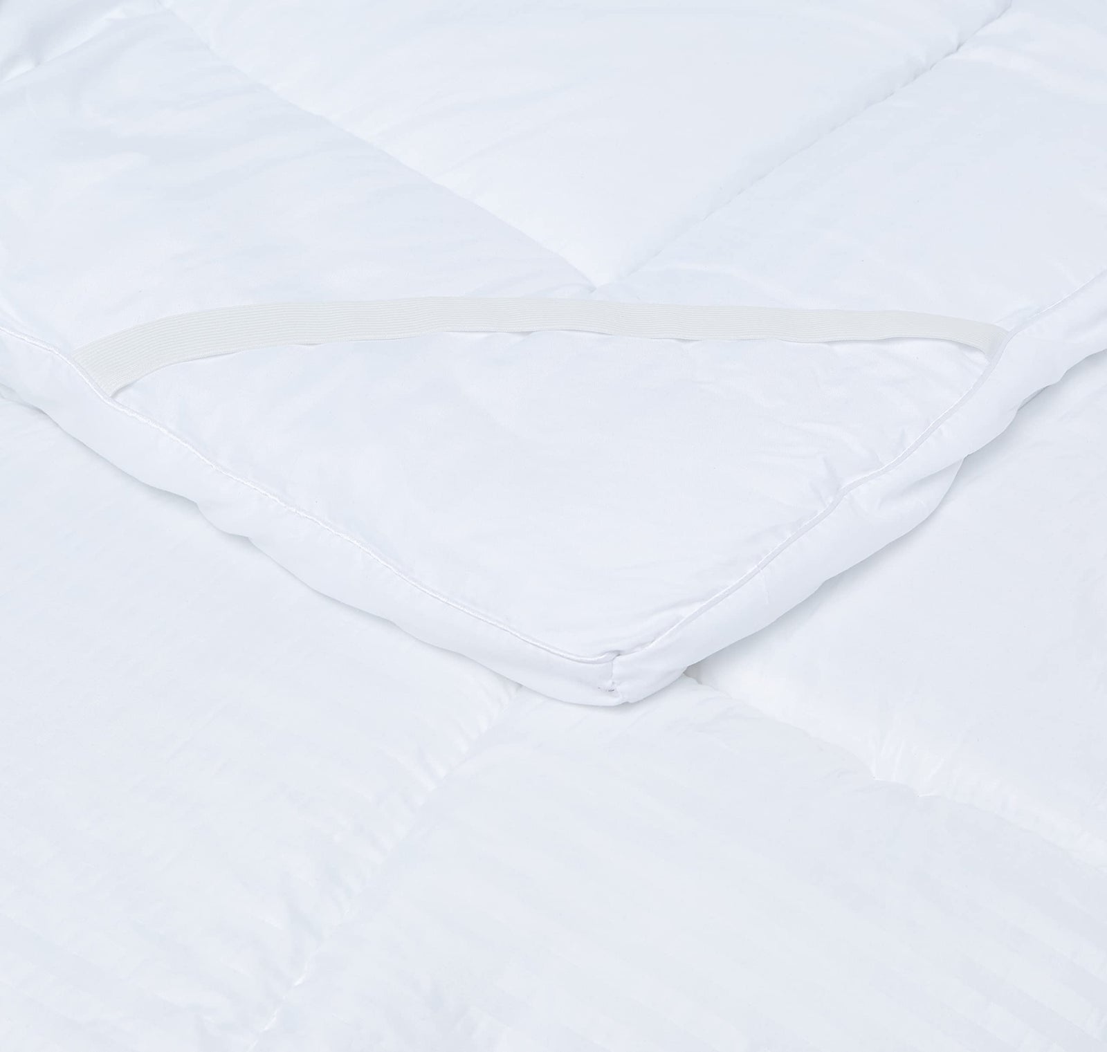 Deyarco Soft Comfort Doublemattress Topper85Gsm Microfiber 1 Cm Stripe Super Soft Fabric 500Gsm Soft, Firm ,And Extra Thick Fibersheet With 4 Sides Elastic Bands-Size: 120 X 200Cm ,White