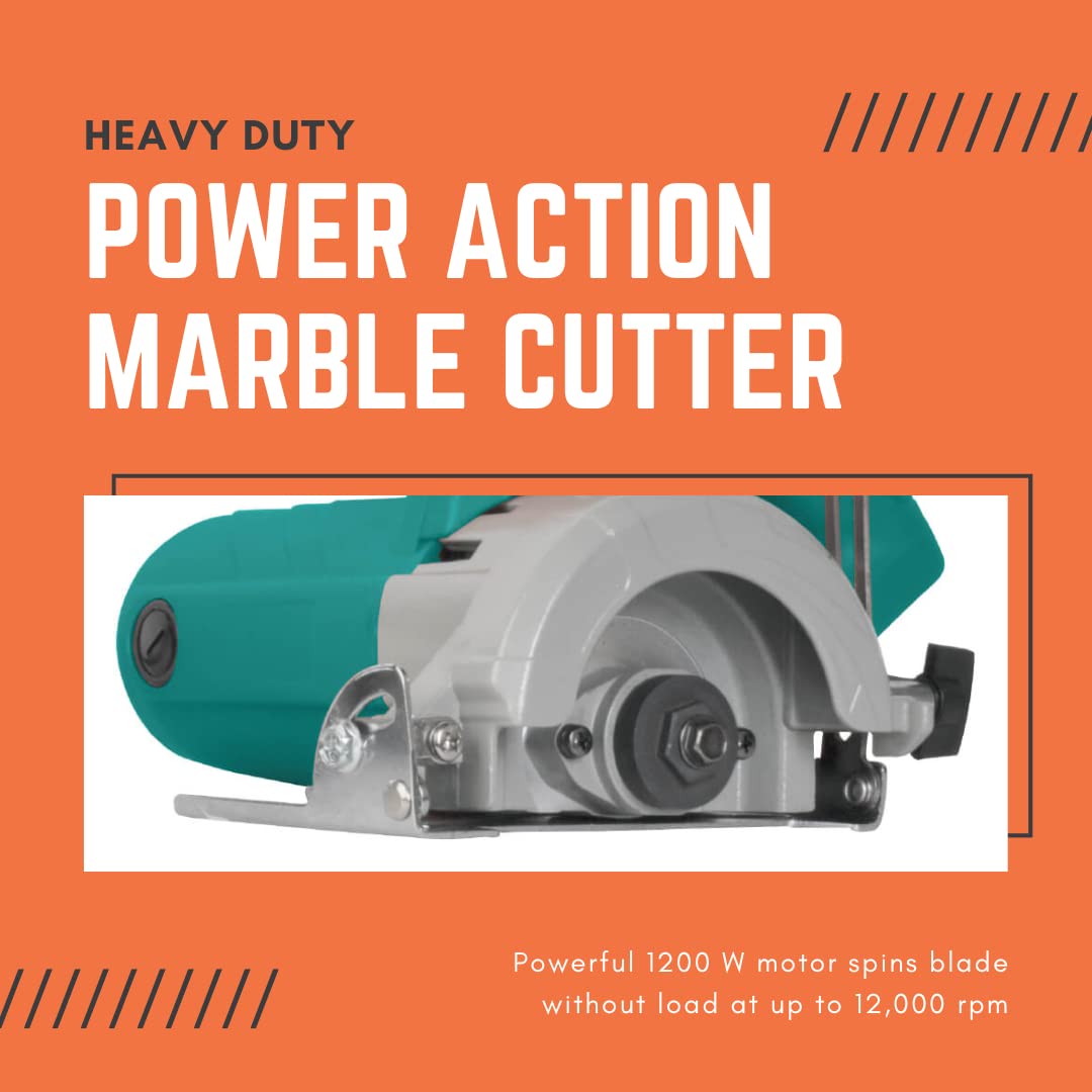 Sulfar Power Action MC1200 Marble Cutter Input 1200W 220-240V, 50Hz No Load Speed 12000/min, Blade Diameter 110mm Professional Quality (MC1200, Green)