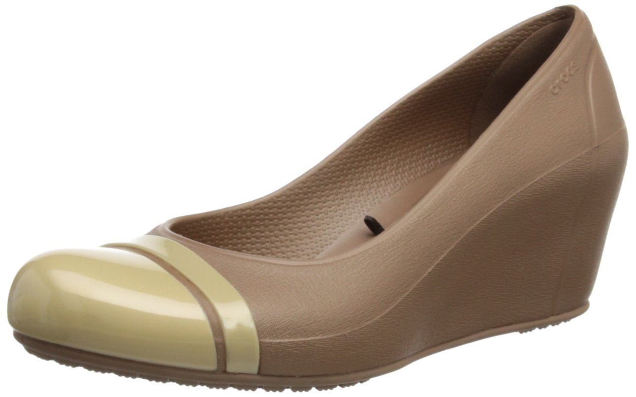 crocs Women's Cap Toe Wedge Sandal,Bronze/Gold,5 M US