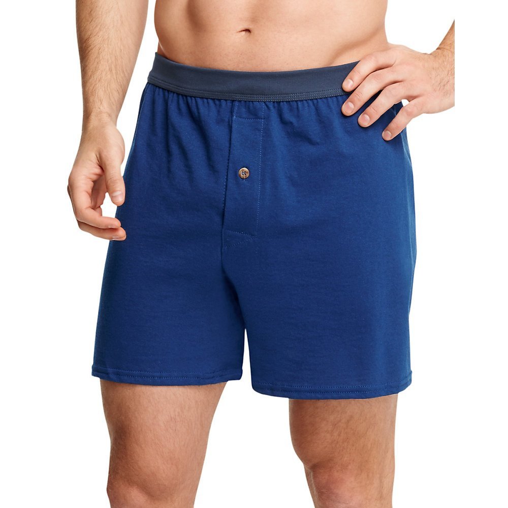 Hanes Men's Long Leg Boxer Pack of 5 5-pack Tagless Woven Exposed Waistband Boxers  Hanes   