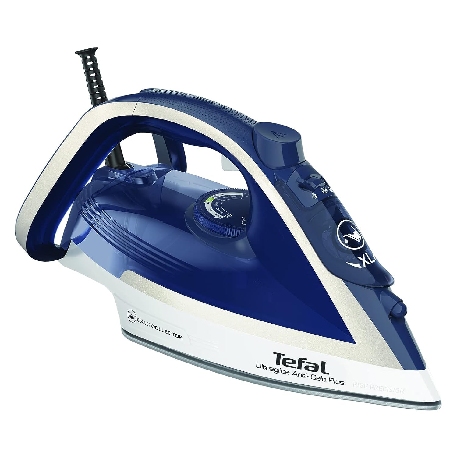 مكواة بخار Tefal Ultraglide Anti-Calc Plus، سعة 270 مل، 2800 واط، أزرق/فضي، بلاستيك/Durilium Airglide، موديل FV5820G0

