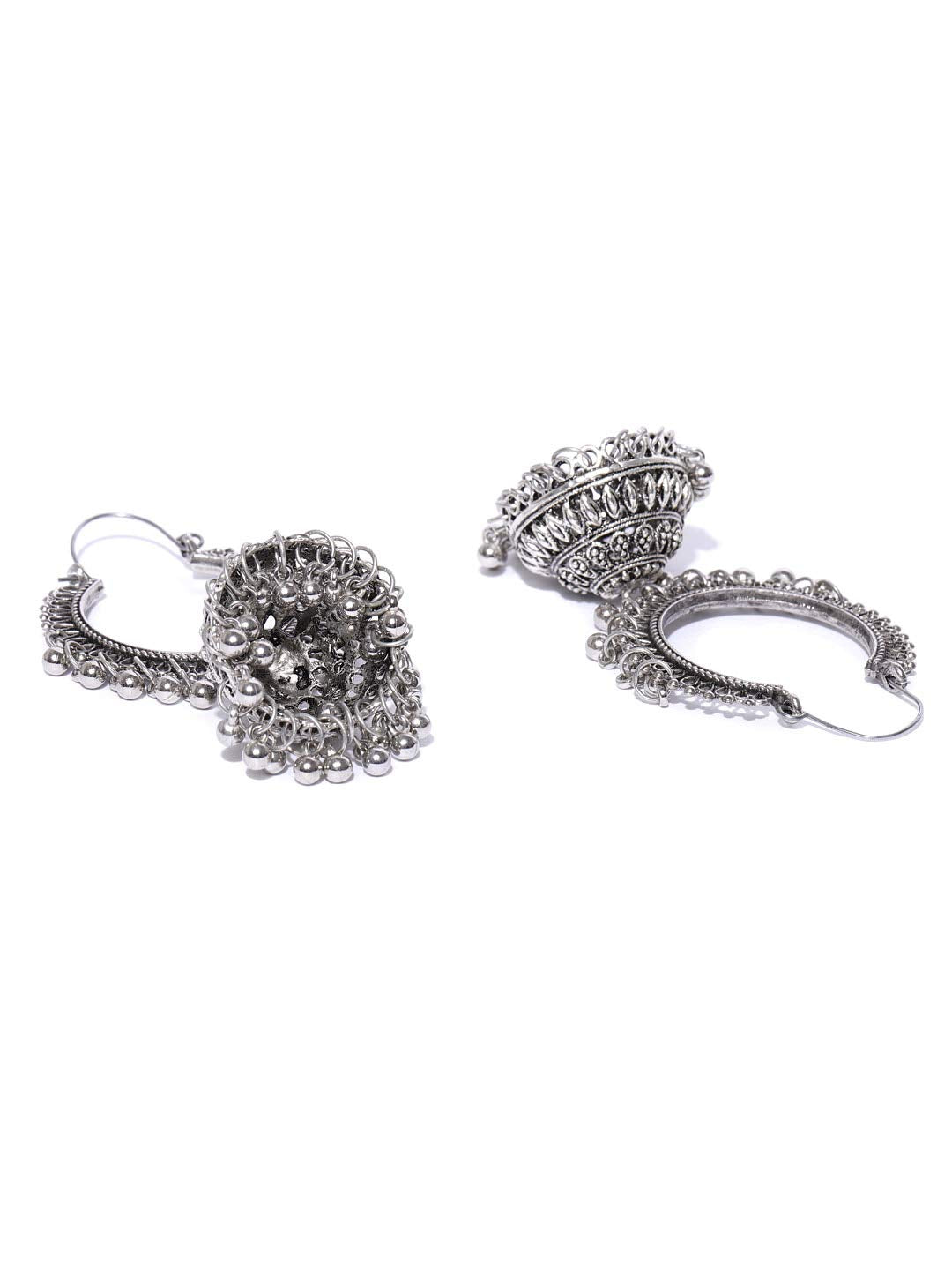 YouBella Earrings for Women Jewellery Earrings Afghani Kashmiri Jhumka earrings for Girls and Women (Silver)(YBEAR_32197)