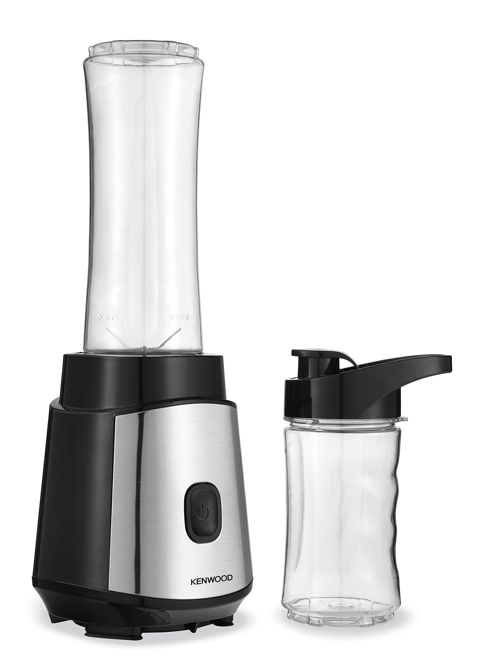 KENWOOD Personal Blender 350W Smoothie Blender/Smoothie Maker with 570ml & 400ml Tritan Smoothie2Go Bottle and Lid, Ice Crush Function BLM05.A0BK Black/Silver