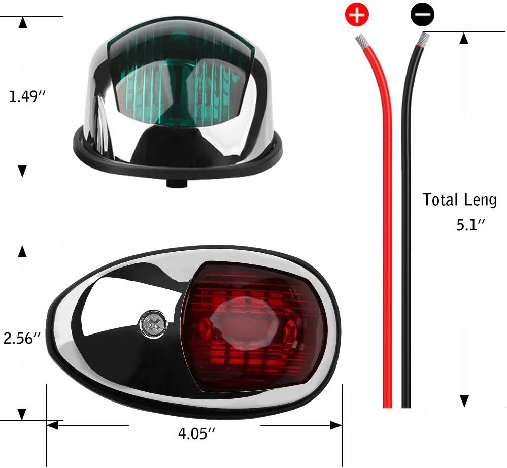 Osinmax Boat Navigation Light, Marine Navigation Lights, Bow Light for Boats Led. Ideal for Pontoon and Small Boat (Plated Silver)