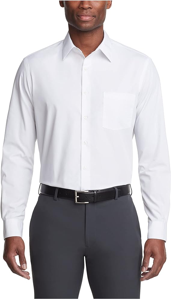 Van Heusen Men's Poplin Regular Fit Solid Point Collar Shirt