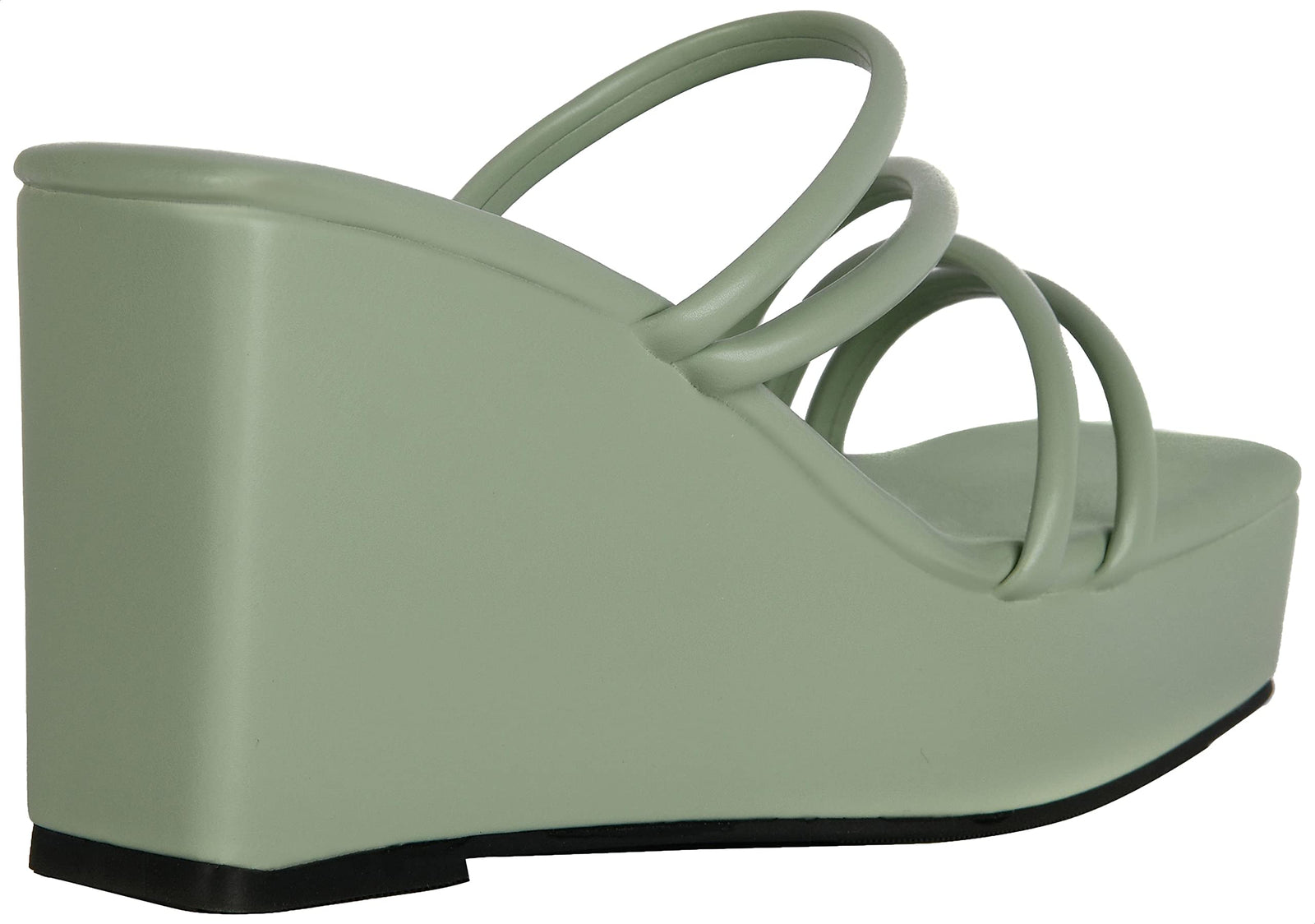 Pixi Faux Leather Square-Toe Strapped Wedge Sandals For Women