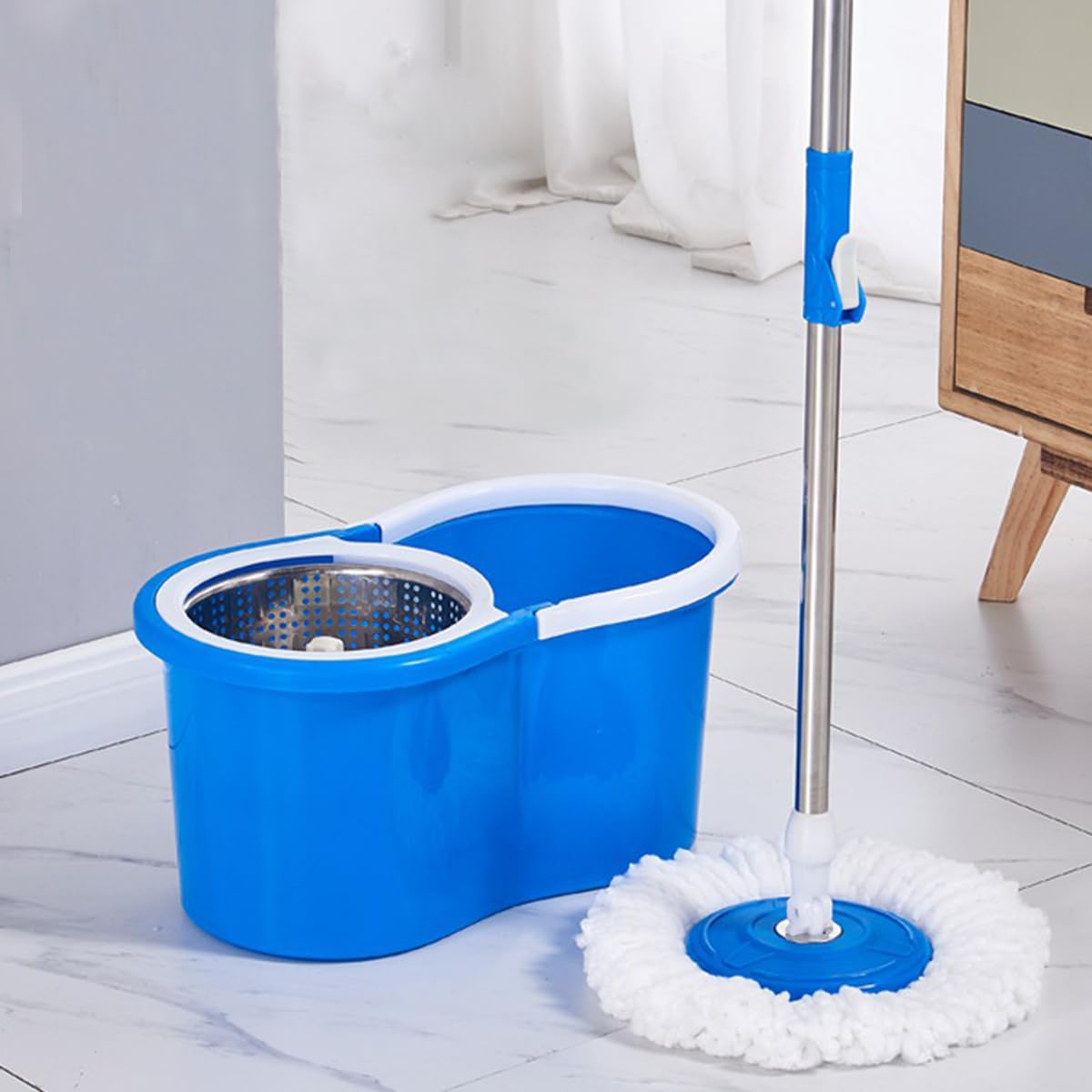 ECVV Spin Mop and Basket Set - Advanced Effortless mop for floor Cleaning with Super Absorbent 360 Microfiber Mop