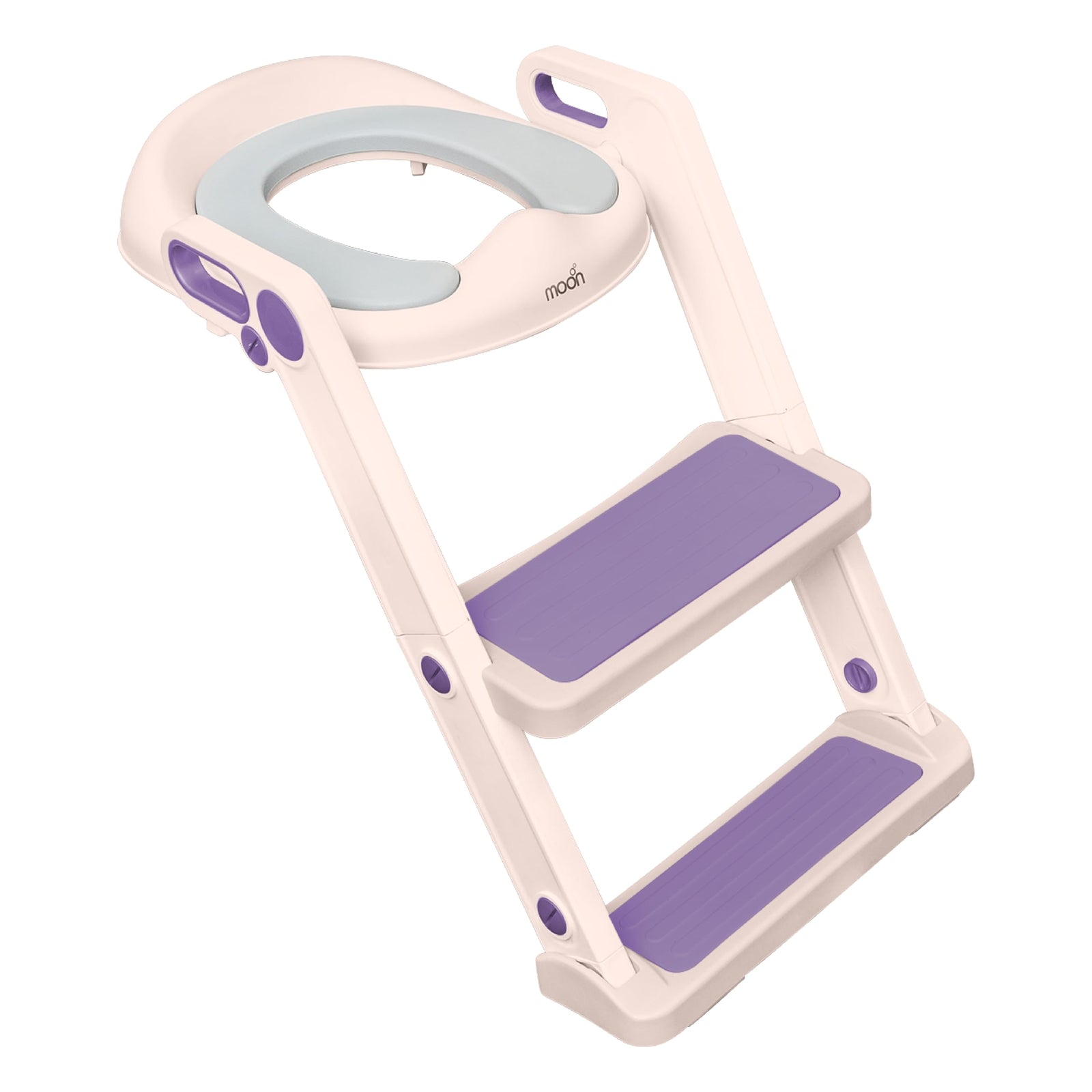 MOON Kids Step Stool Potty Trainer Seat-Safe, Durable - Foldable Potty Training Seat|PU Seat Cushion | Armrests| AntiSlip Pads| SplashProof & Easy to Clean |Fit Most Toilet Seats-Pink and Purple