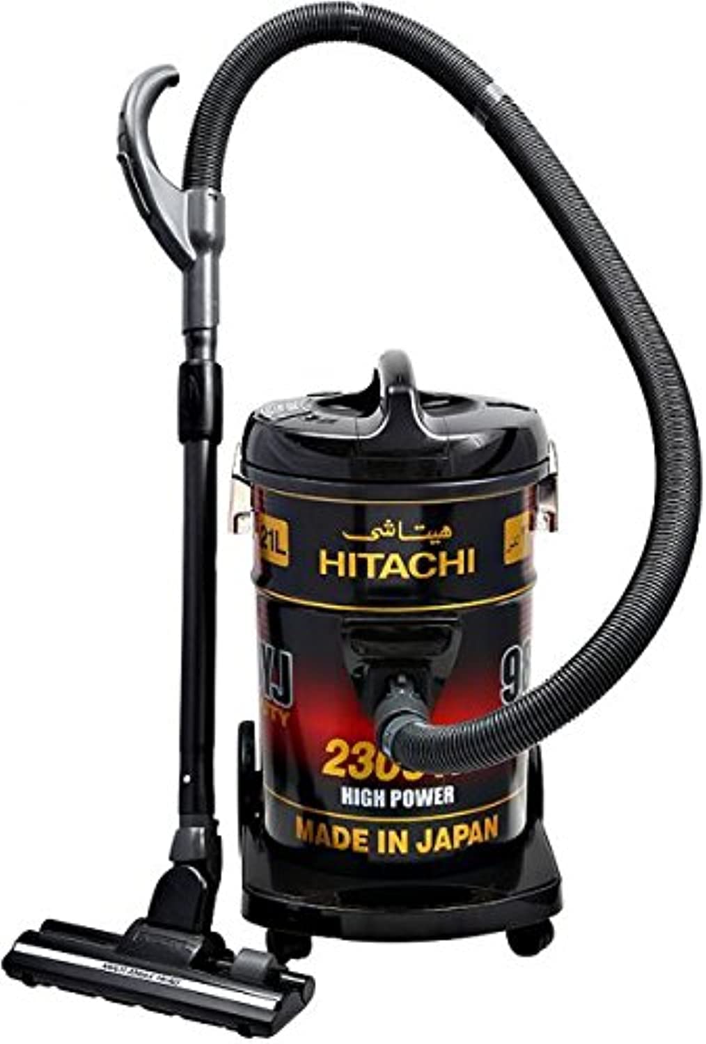 Hitachi Drum Vacuum Cleaner 2300 Watts, 21 Liters Dust Capacity, Removable & Washable Filter, Rug-Floor Nozzle With Multi Angle Head, Best For Home, Office & Mosque, MADE IN JAPAN, CV9800YJ240BR