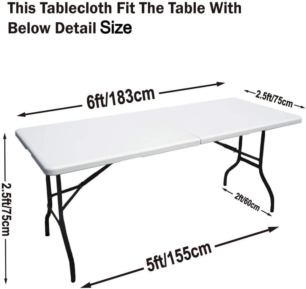 Showay Spandex Tablecloths For 6 Ft Home Rectangular Table Fitted Stretch Table Cover Polyester Tablecover Lash Bed Cover Table Toppers Massage Table Cover (White)