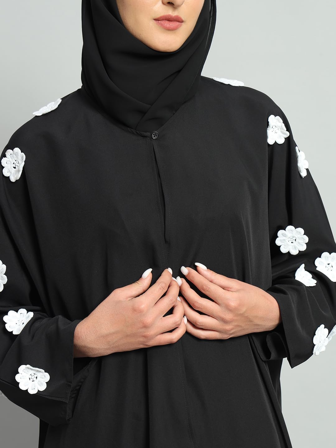 Styleville.in Black Solid Abaya with hijab for women