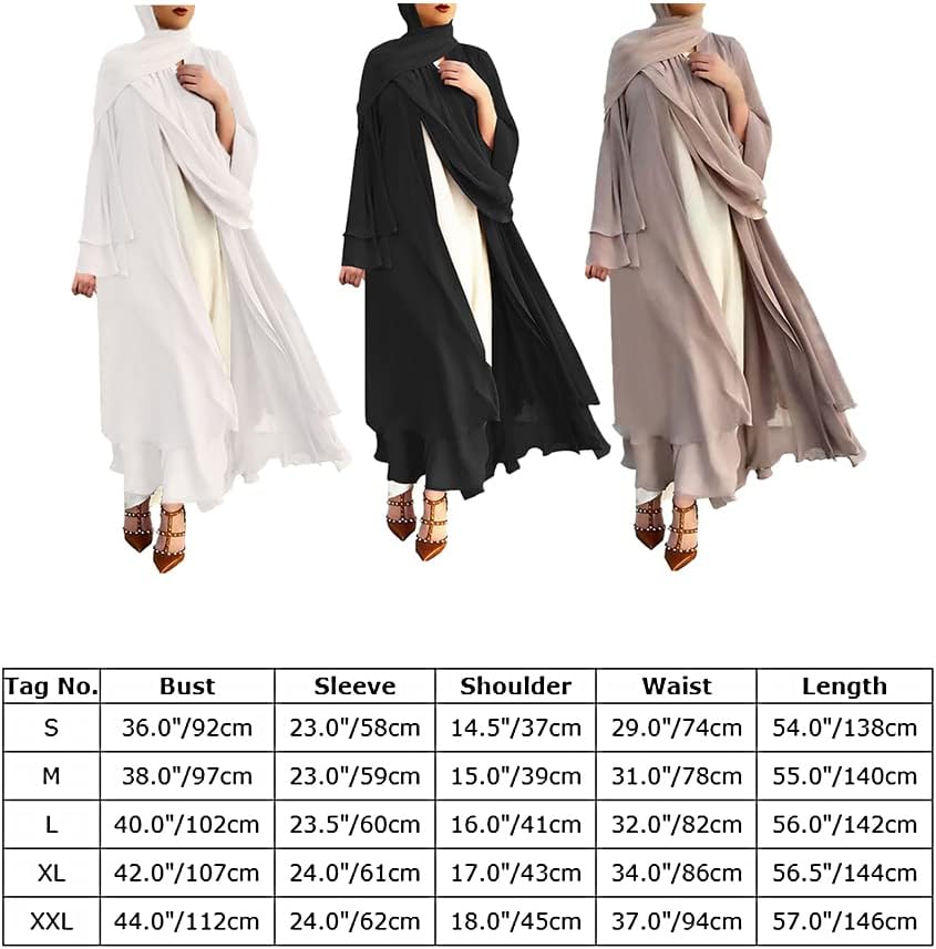 Abayas for Women Muslim Dubai Dress Solid Loose Fit Long Cardigan Islamic Kaftan Robe Open Front Maxi Length