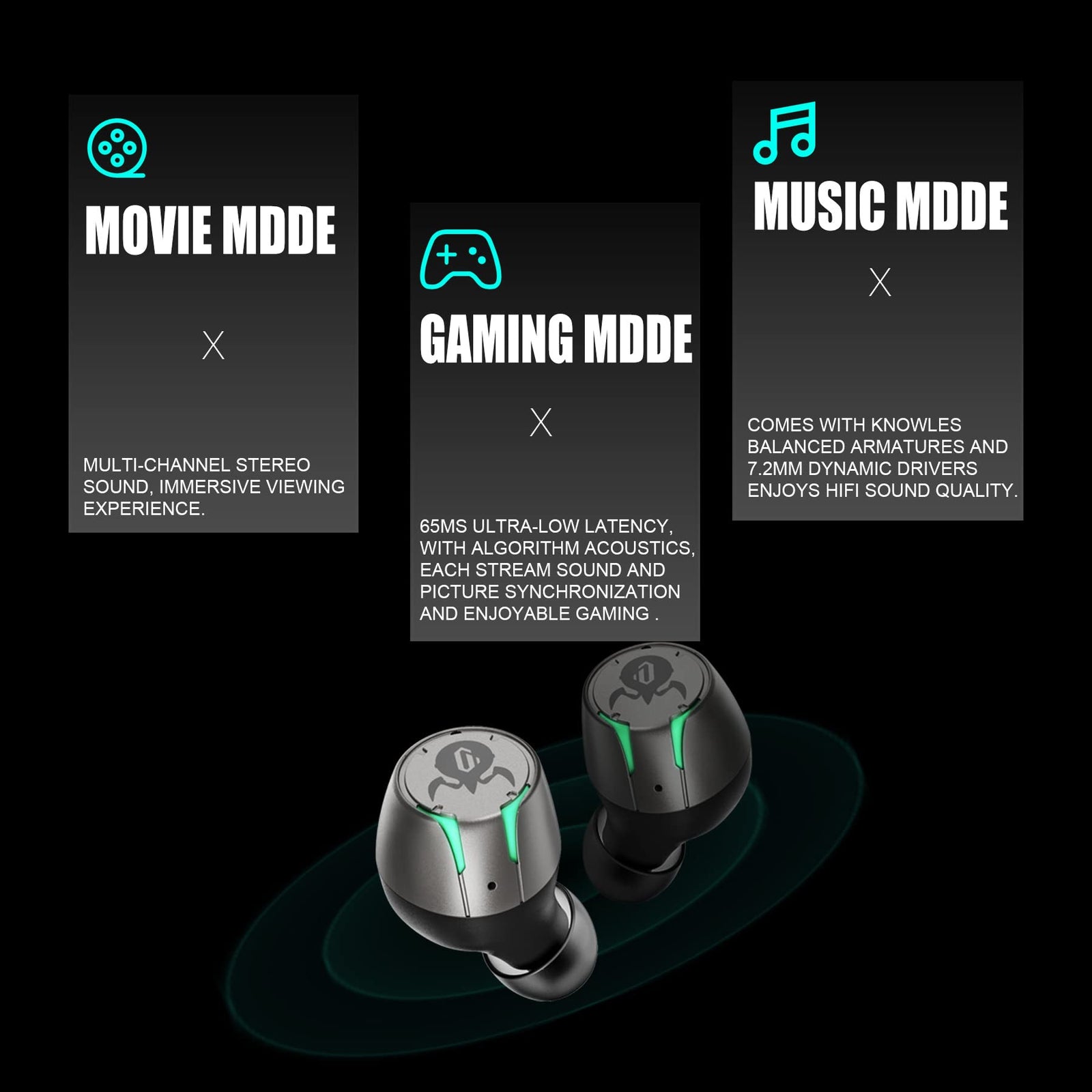 Gravastar P9_Grn Tws Pro Wireless Earbuds Neon Green