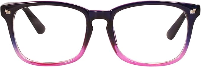 Bestum Plain Glasses Frame for Women Men Plastic full Frame Clear Lens(Black purple)
