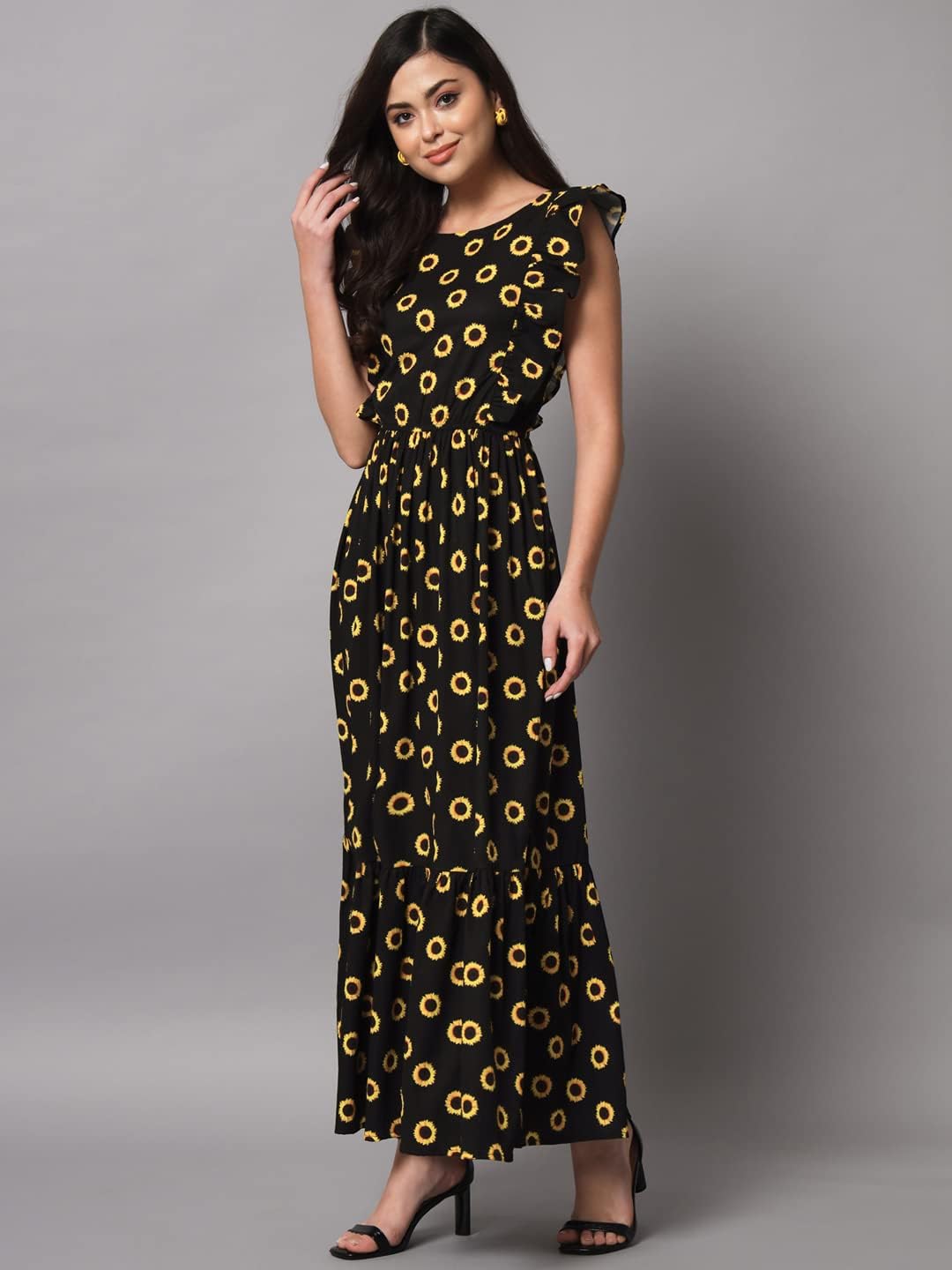 Styleville,Long Printed Maxi Flare Dress