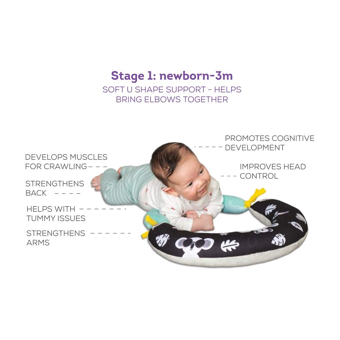 Taf Toys 2 in 1 Tummy-Time Soft Baby Developmental Pillow for 0-5 Months, Newborns and Infants Fun Play Time on Tummy