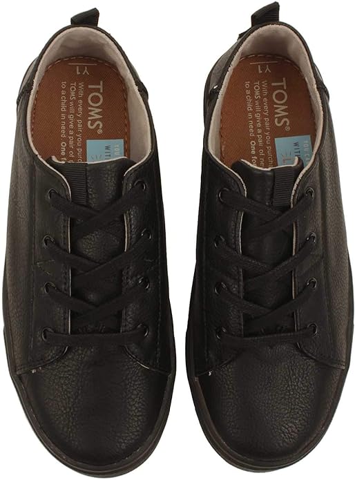 TOMS Faux Leather Lace-Up Sneakers With Pull Tab for Boys