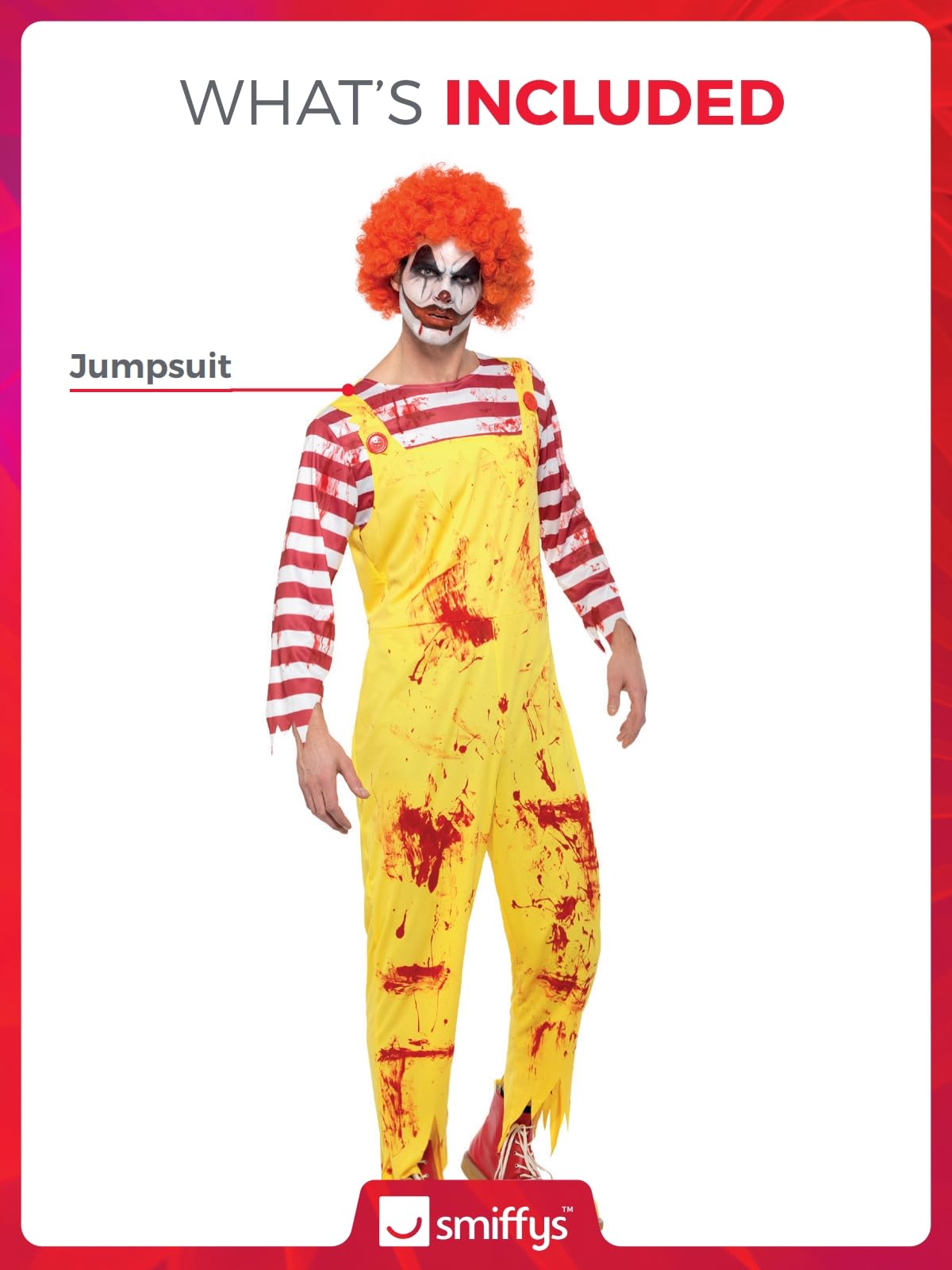Smiffys Men's Smiffys Kreepy Killer Clown Costume Smiffys Kreepy Killer Clown Costume (pack of 1)