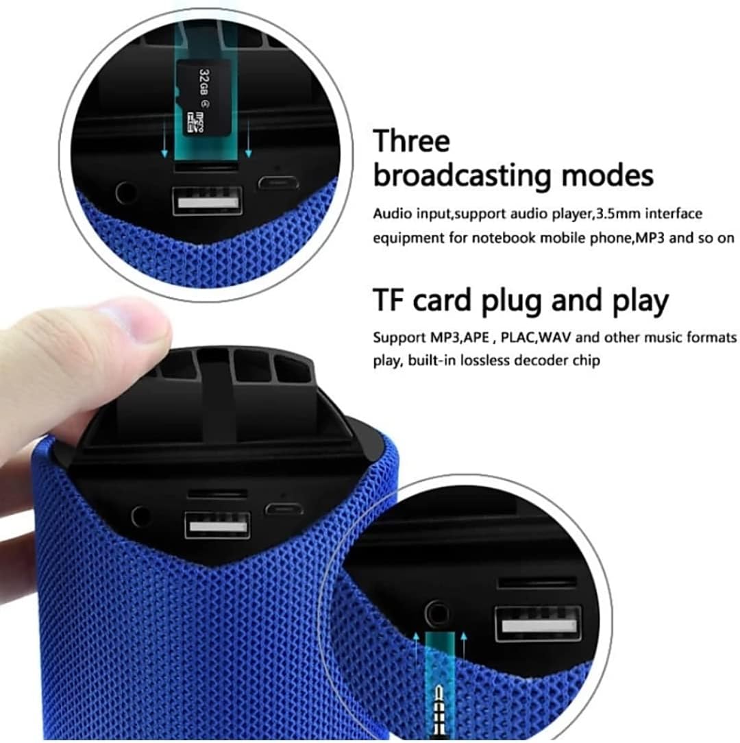 Wireless Rechargeable Portable Premium Bass Multimedia Bluetooth Speaker A1TG-113 (Blue Print Stereo Channel)