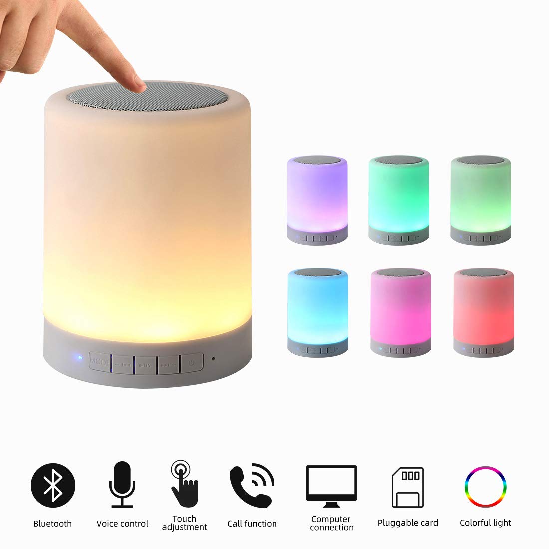 Night light bluetooth speaker, portable wireless bluetooth speakers, touch control bedside table light, outdoor speakers bluetooth, best gifts for girl, boy, baby