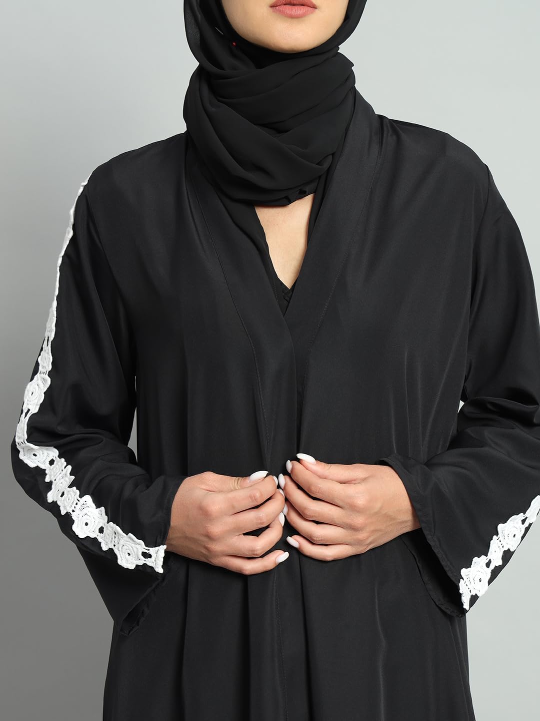 Styleville.in Women Arabic wear abaya with Hijab Black -SDRF1N502955