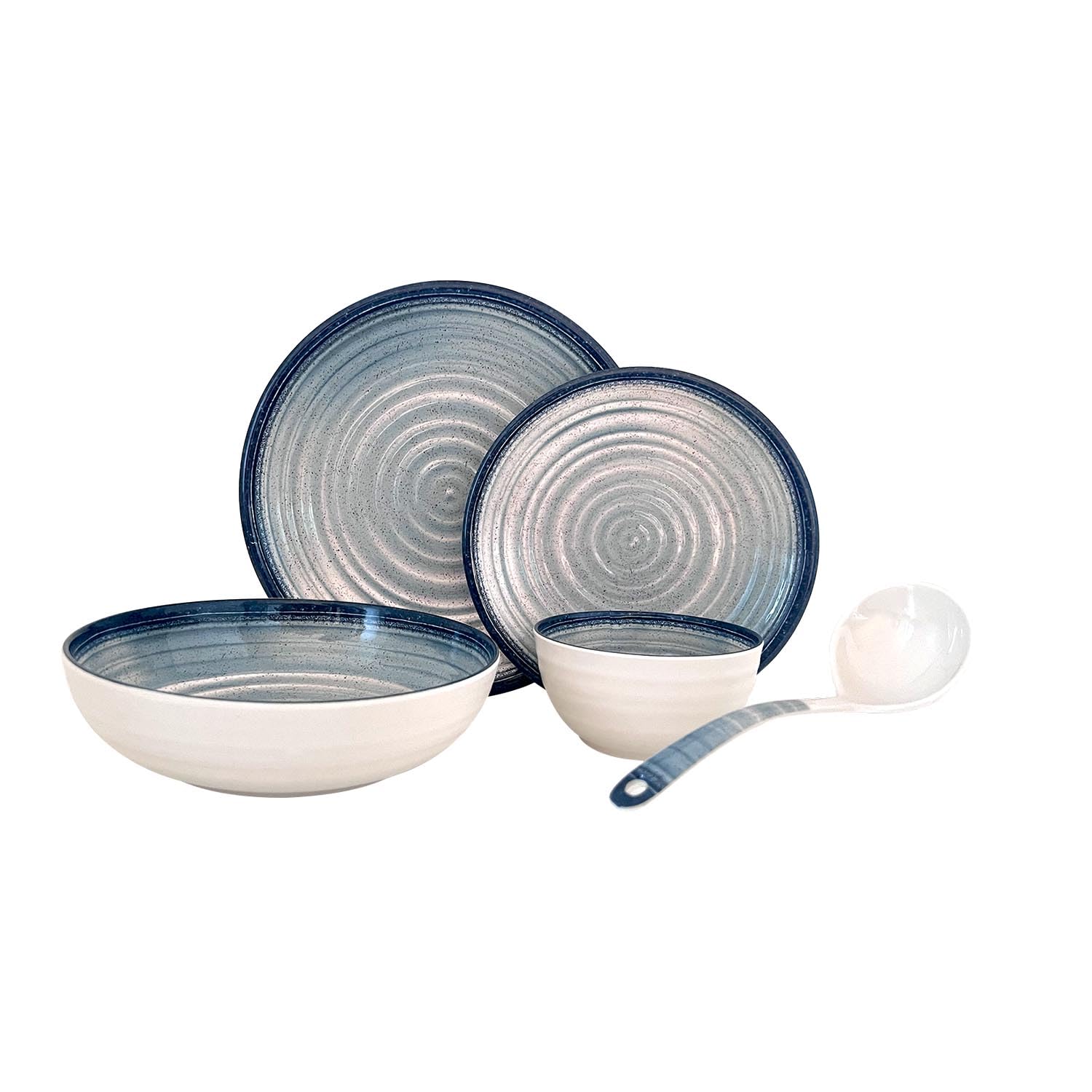 Royalford 20pcs Melamineware Dinner Set RF12512 Includes Dinner and Side Plates, Serving and Rice Bowls and Ladle Dishwasher-Safe and Freezer-Friendly