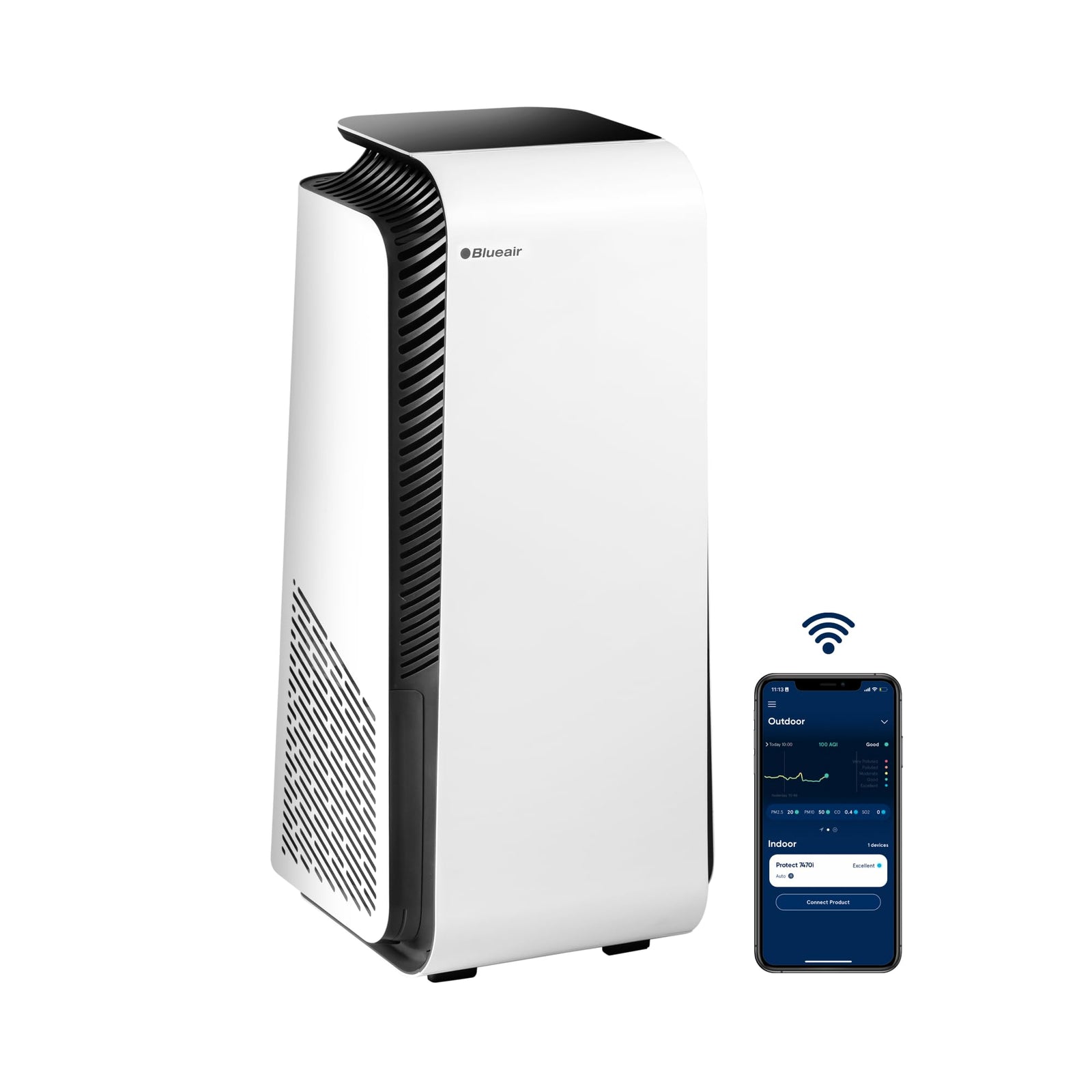 Blueair Air Purifier - HealthProtect 7470i Cleans Upto 2006 sqft, 455 m³/h CADR, AQI, HEPASilent Technology Removes 99.97% Pollen, Dust, Mould, Bacteria, Viruses, VOCs, Odours ( Filter helth 78% )